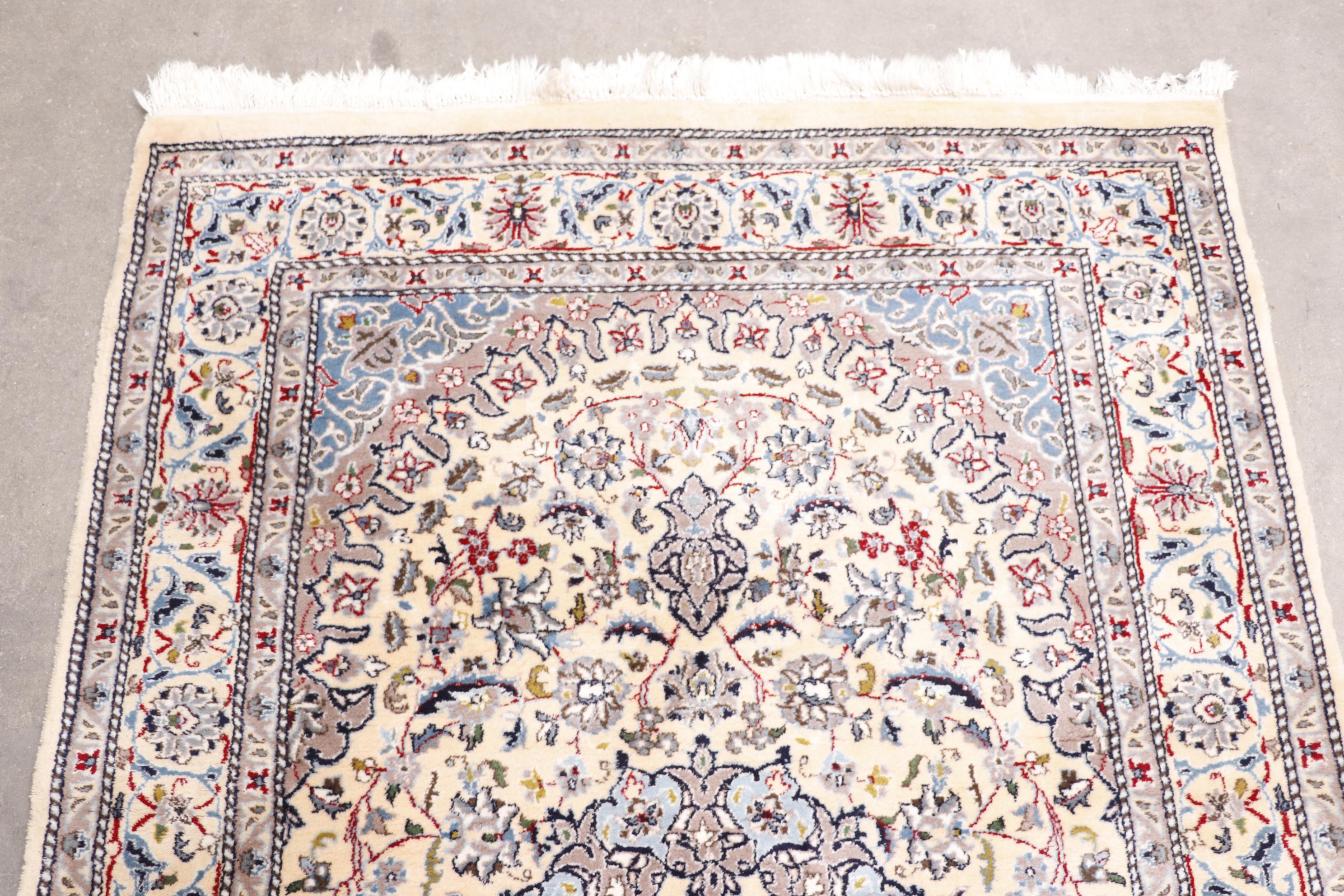 Finely Hand-Knotted Persian Nain Wool Rug