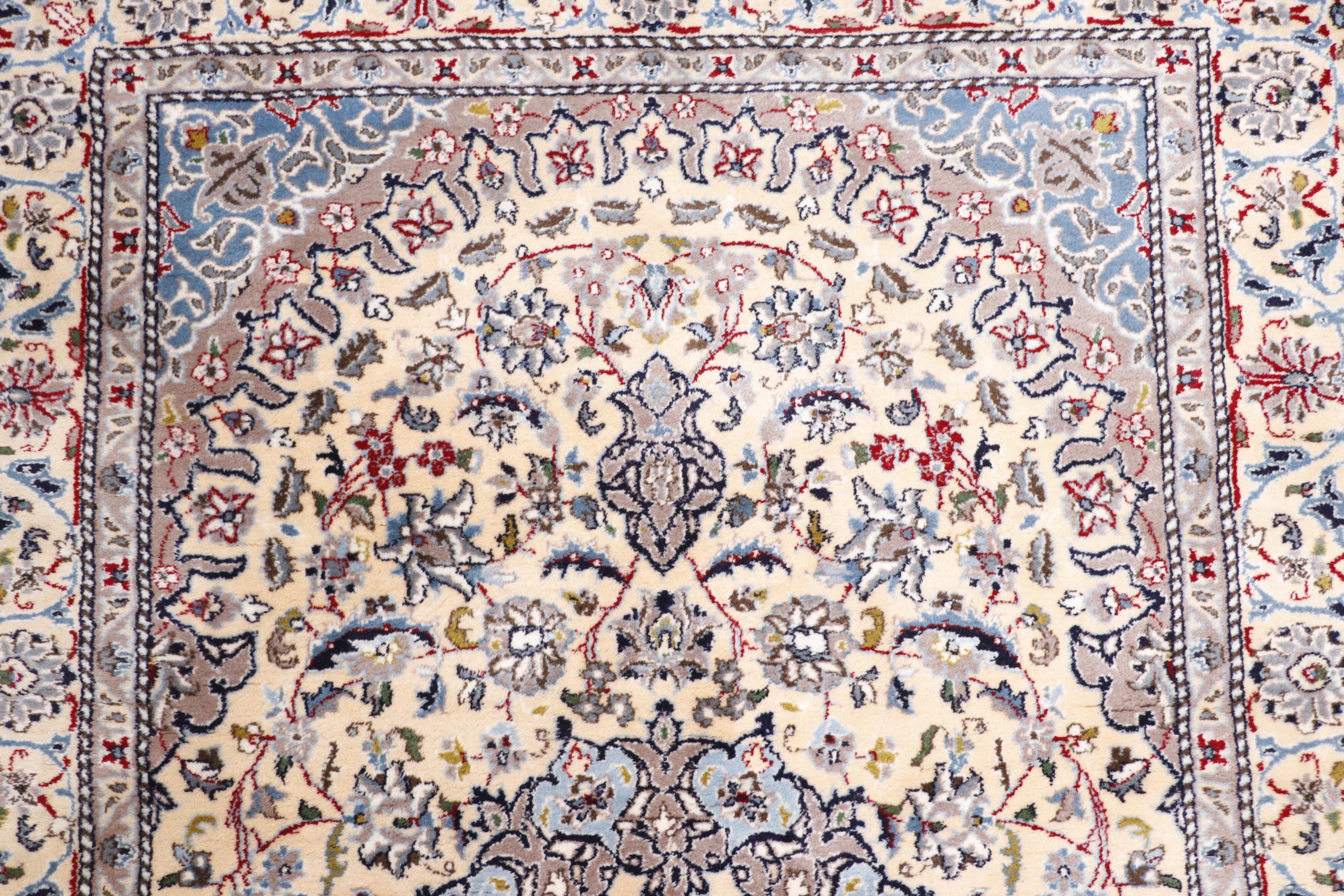 Finely Hand-Knotted Persian Nain Wool Rug