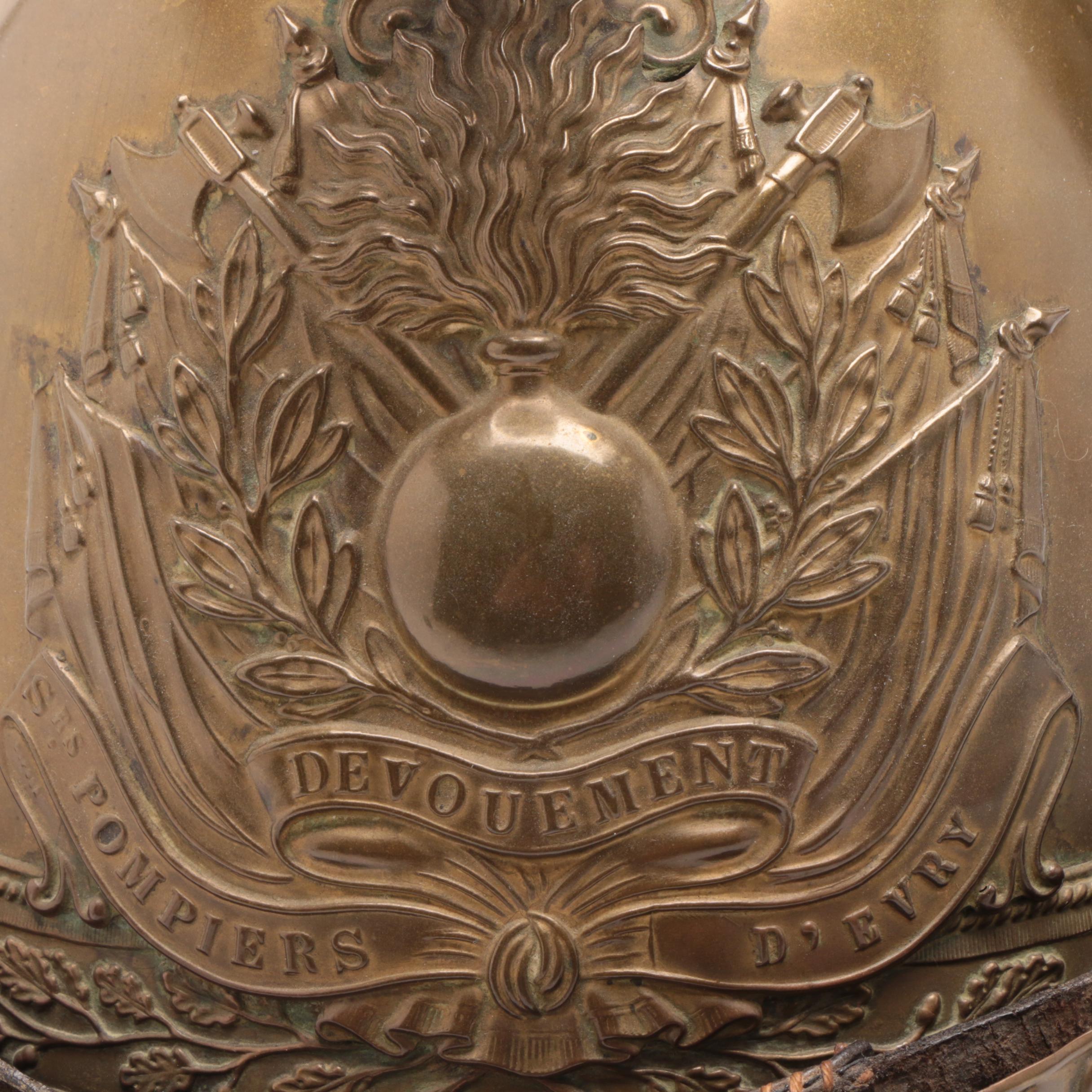 Antique French Fireman's Brass Helmet