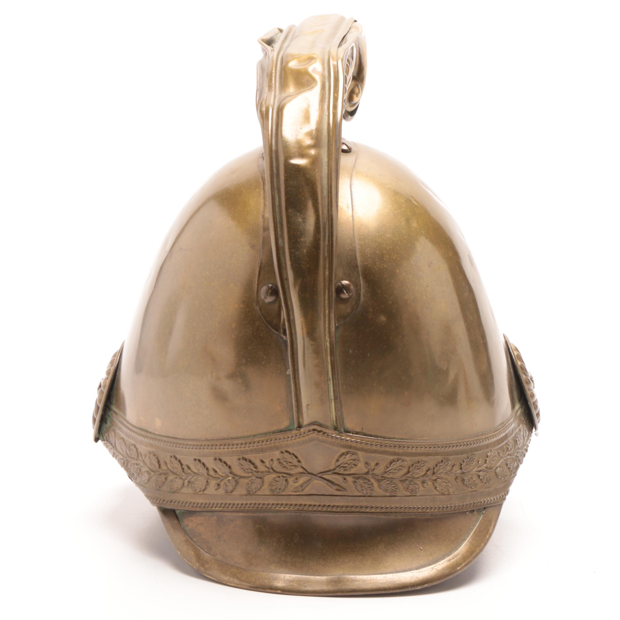 Antique French Fireman's Brass Helmet
