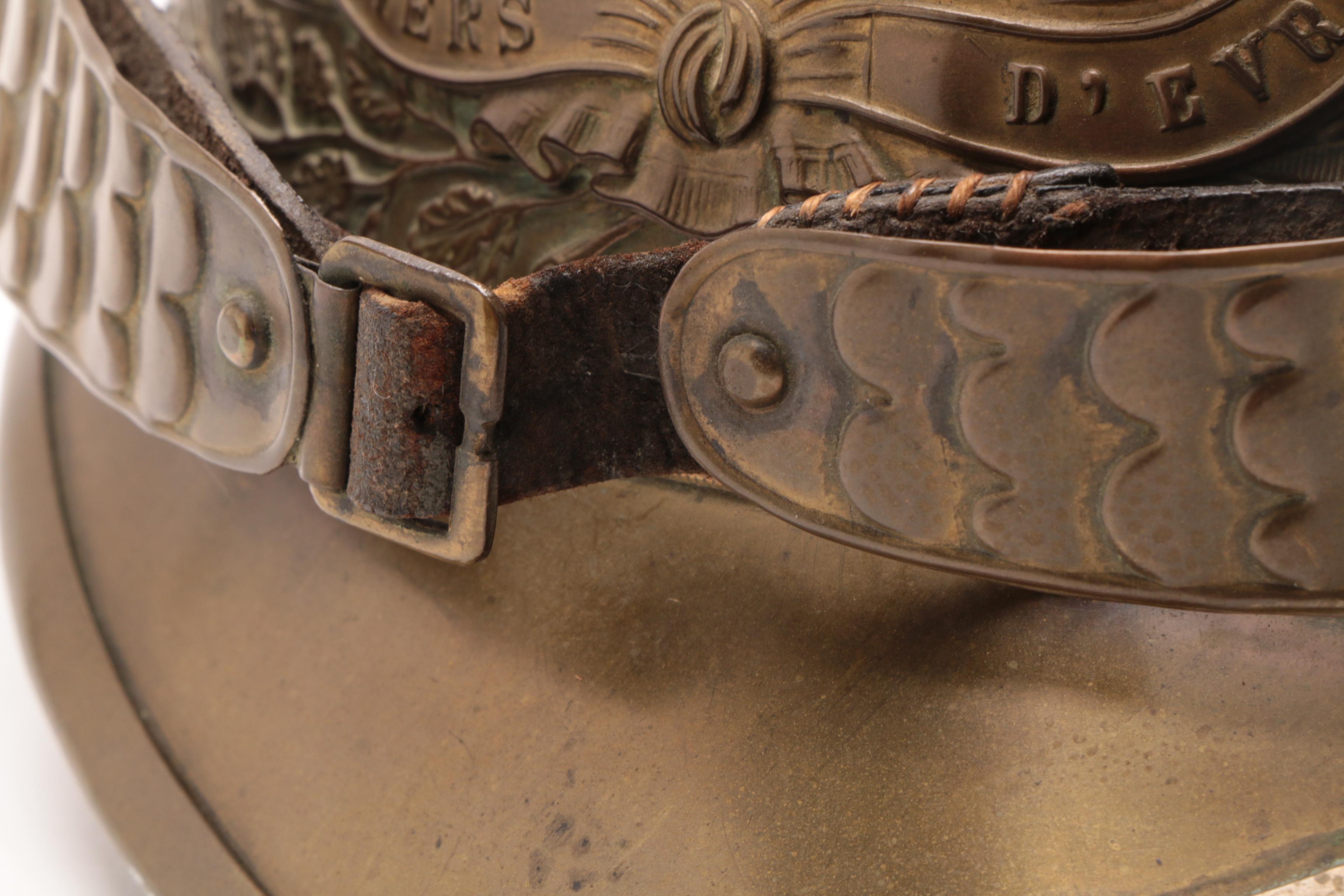 Antique French Fireman's Brass Helmet