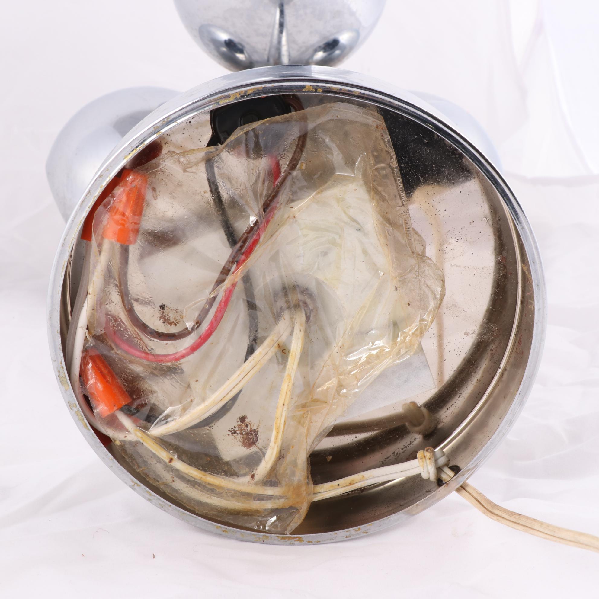 Mid Century Style Nickel Plated Eyeball Table Lamp