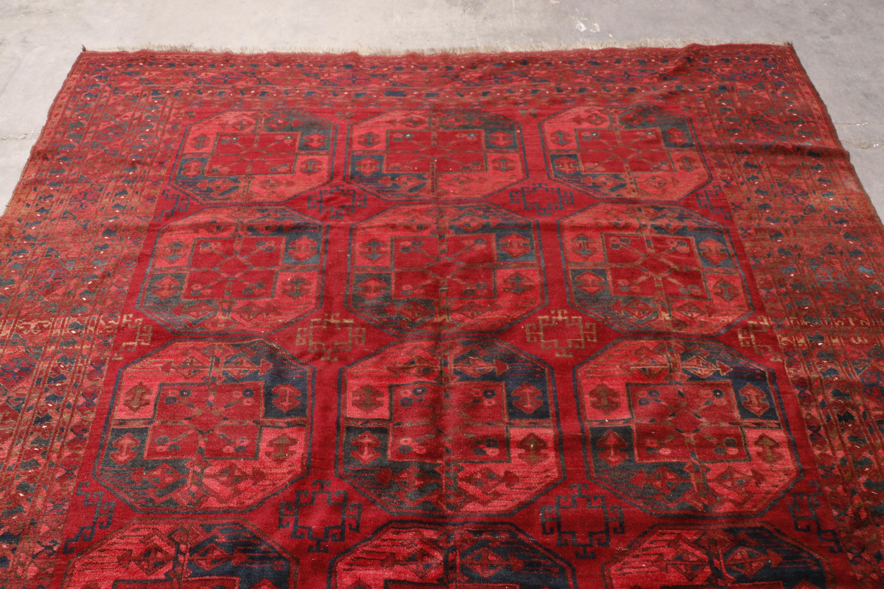Hand-Knotted Turkmen Ersari Bokhara Wool Rug