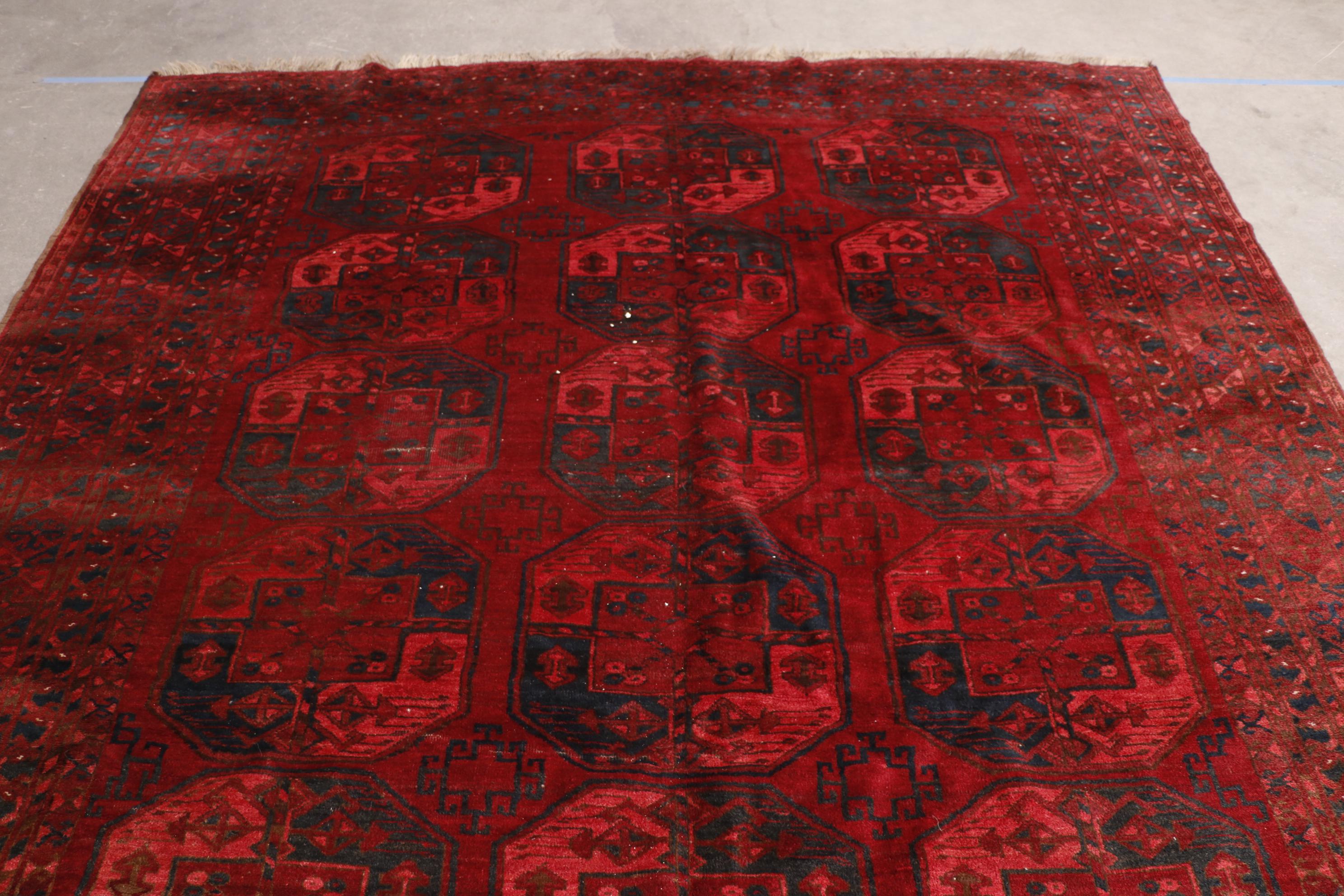 Hand-Knotted Turkmen Ersari Bokhara Wool Rug