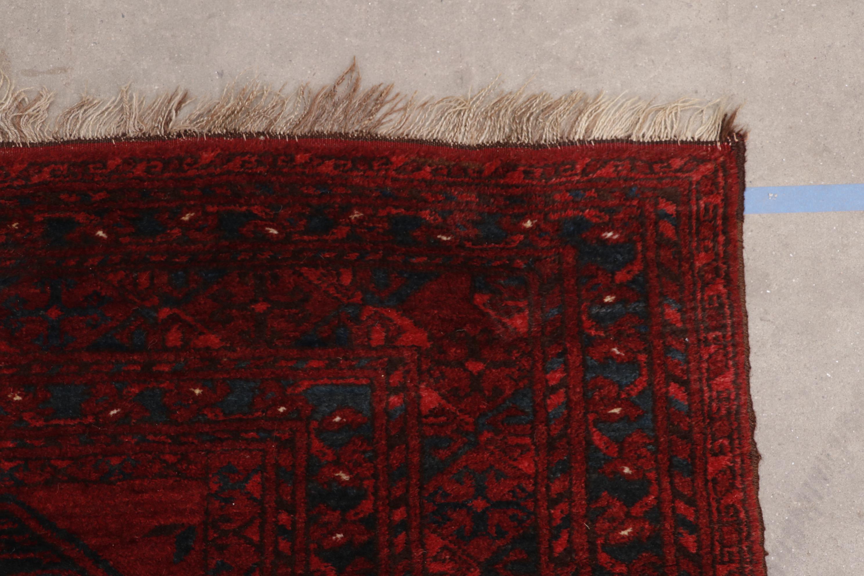 Hand-Knotted Turkmen Ersari Bokhara Wool Rug