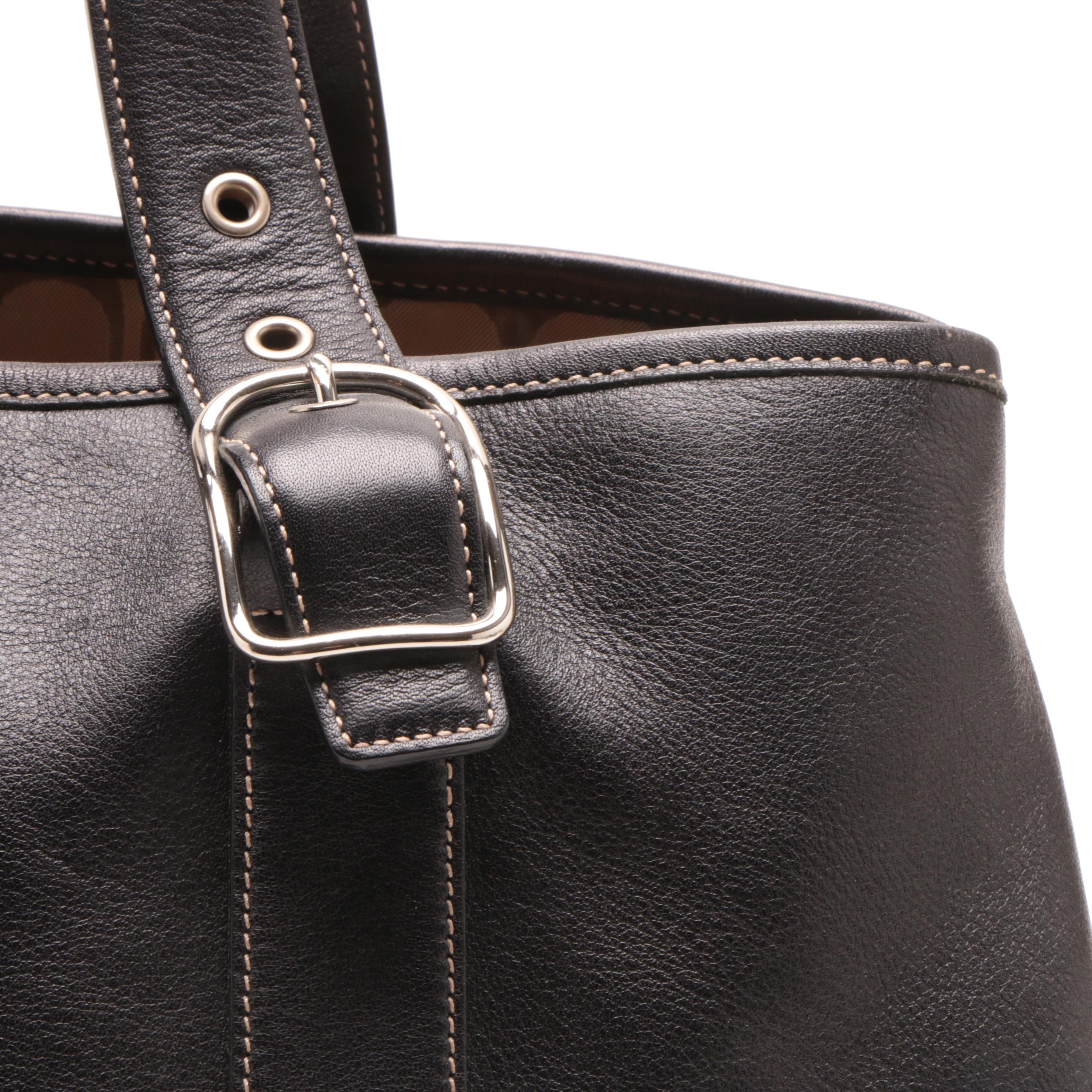 Coach Hampton Black Leather Tote Bag
