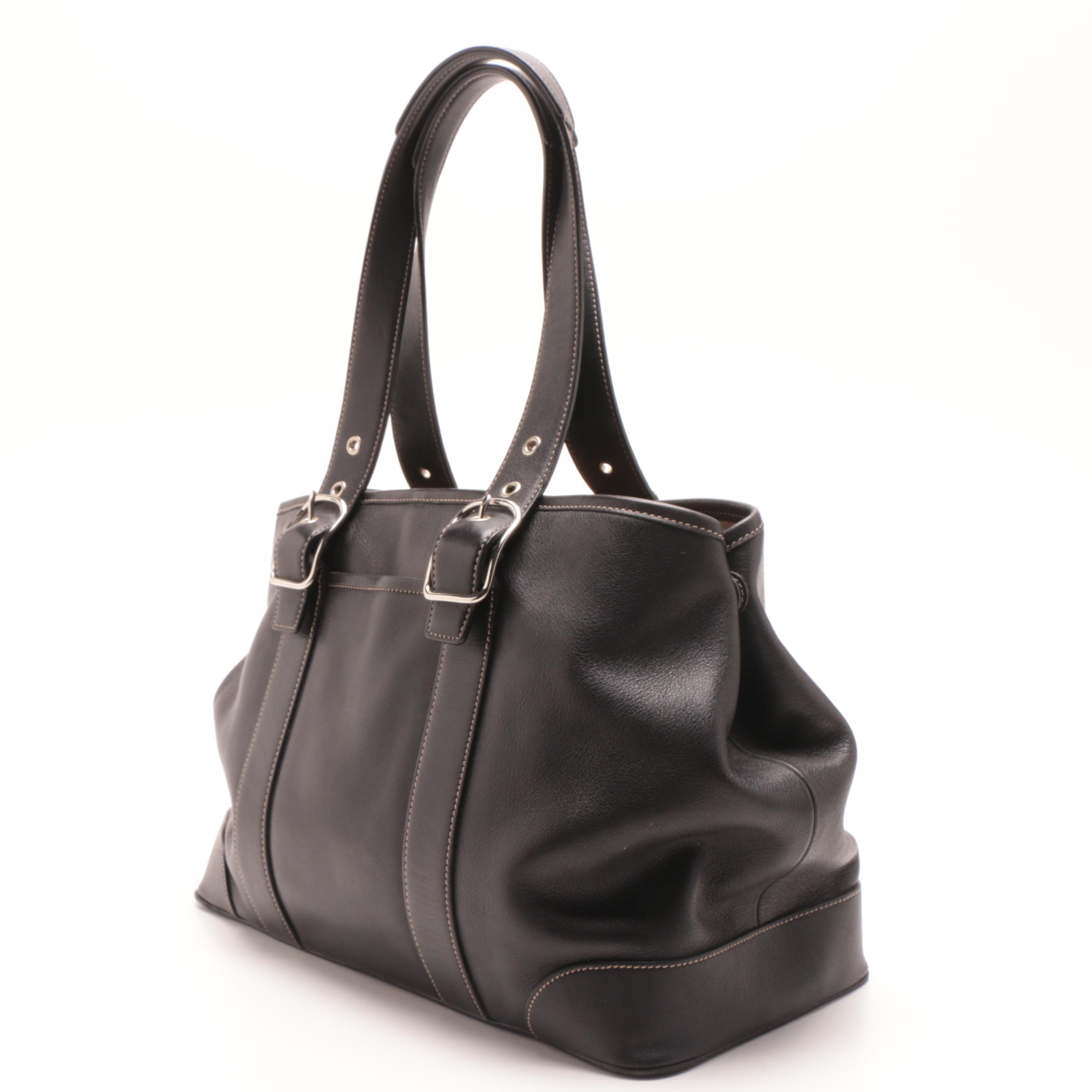 Coach Hampton Black Leather Tote Bag