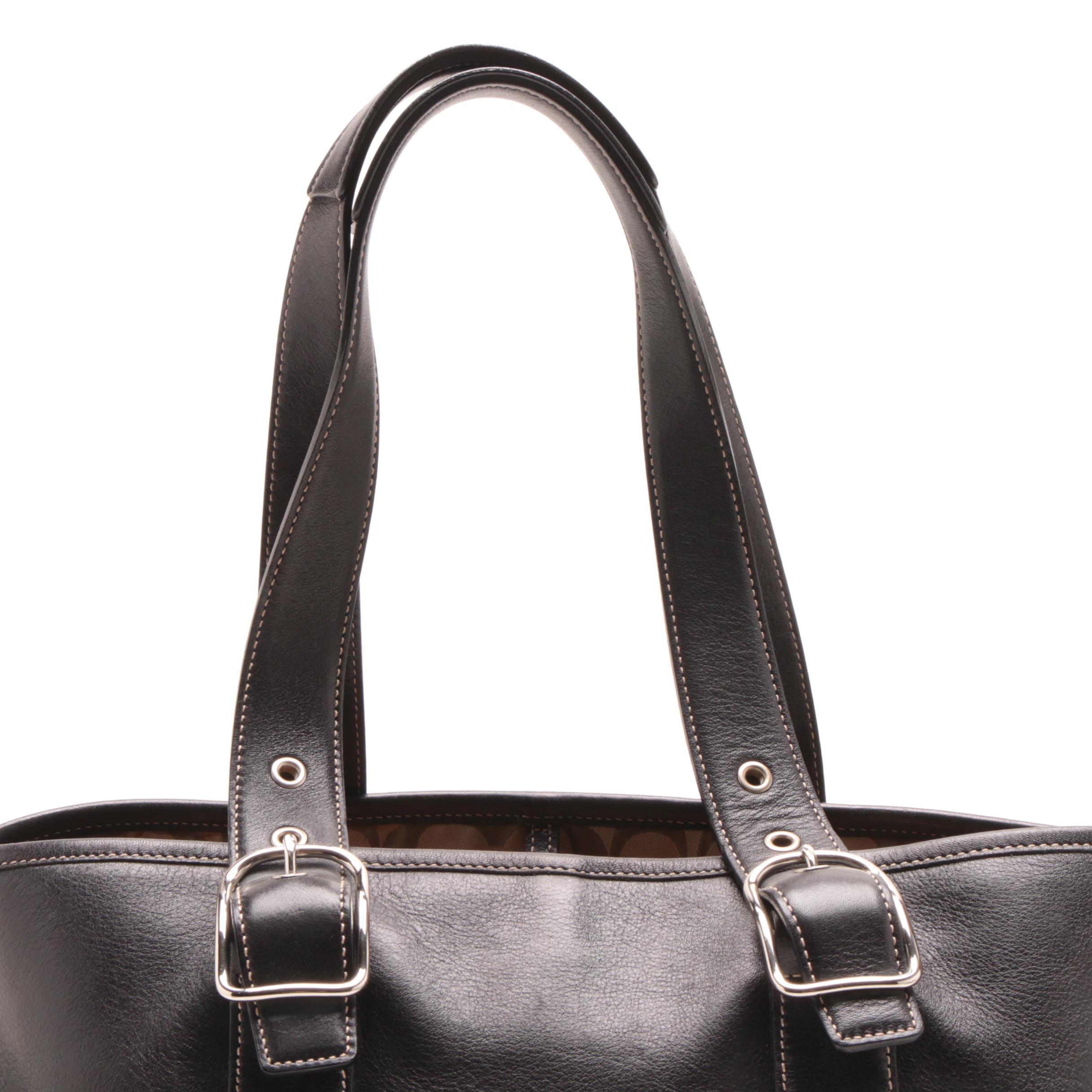 Coach Hampton Black Leather Tote Bag
