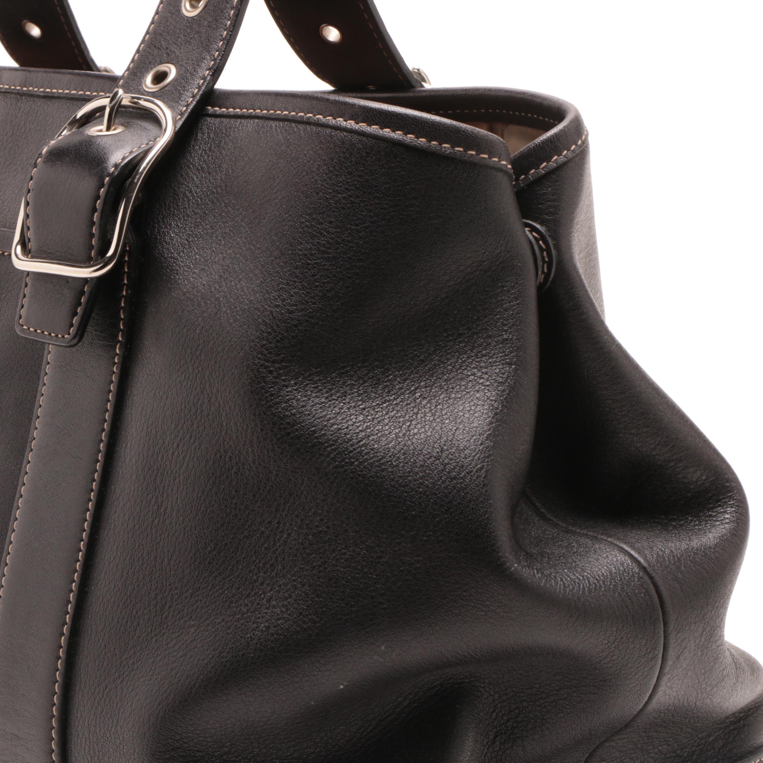 Coach Hampton Black Leather Tote Bag
