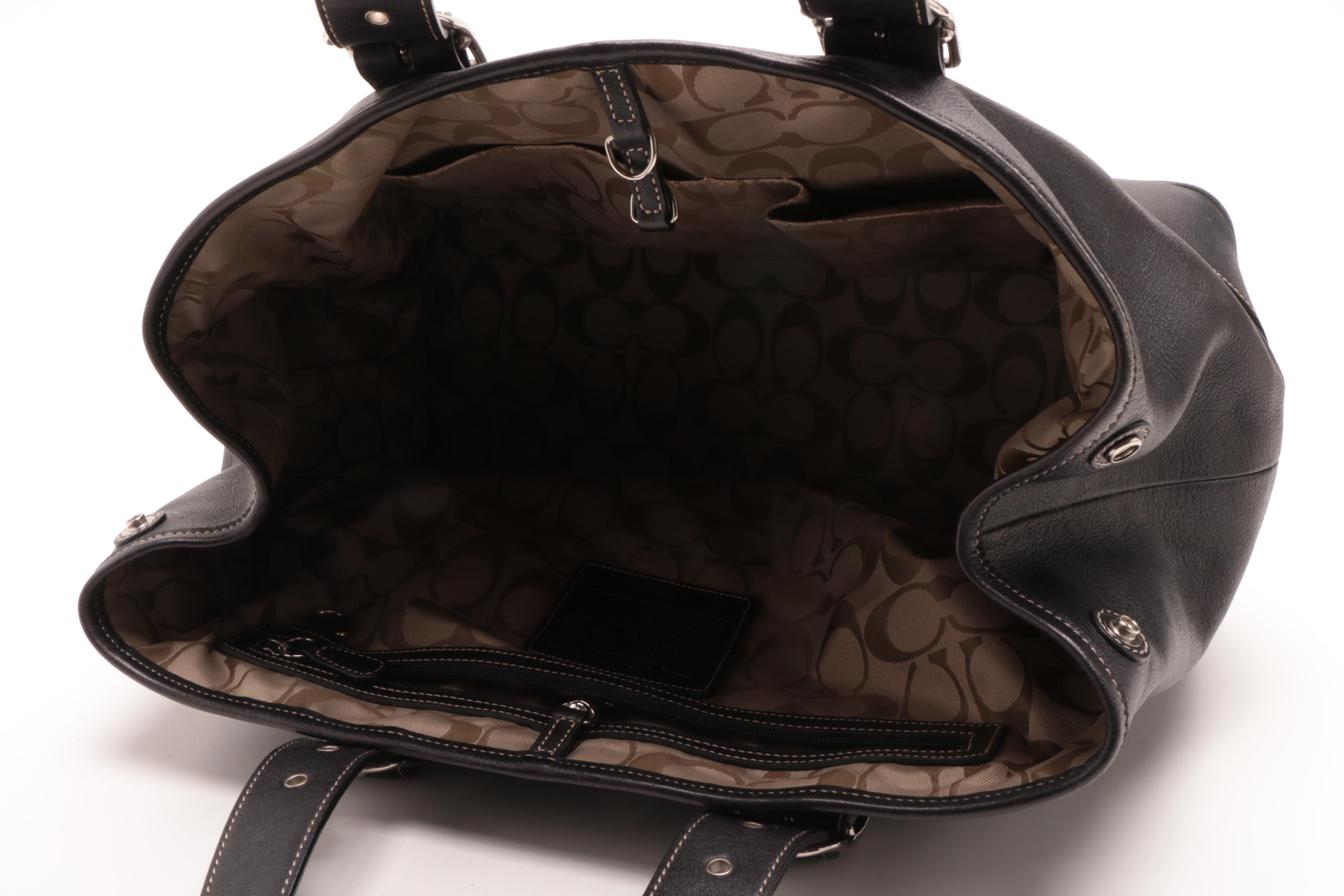 Coach Hampton Black Leather Tote Bag