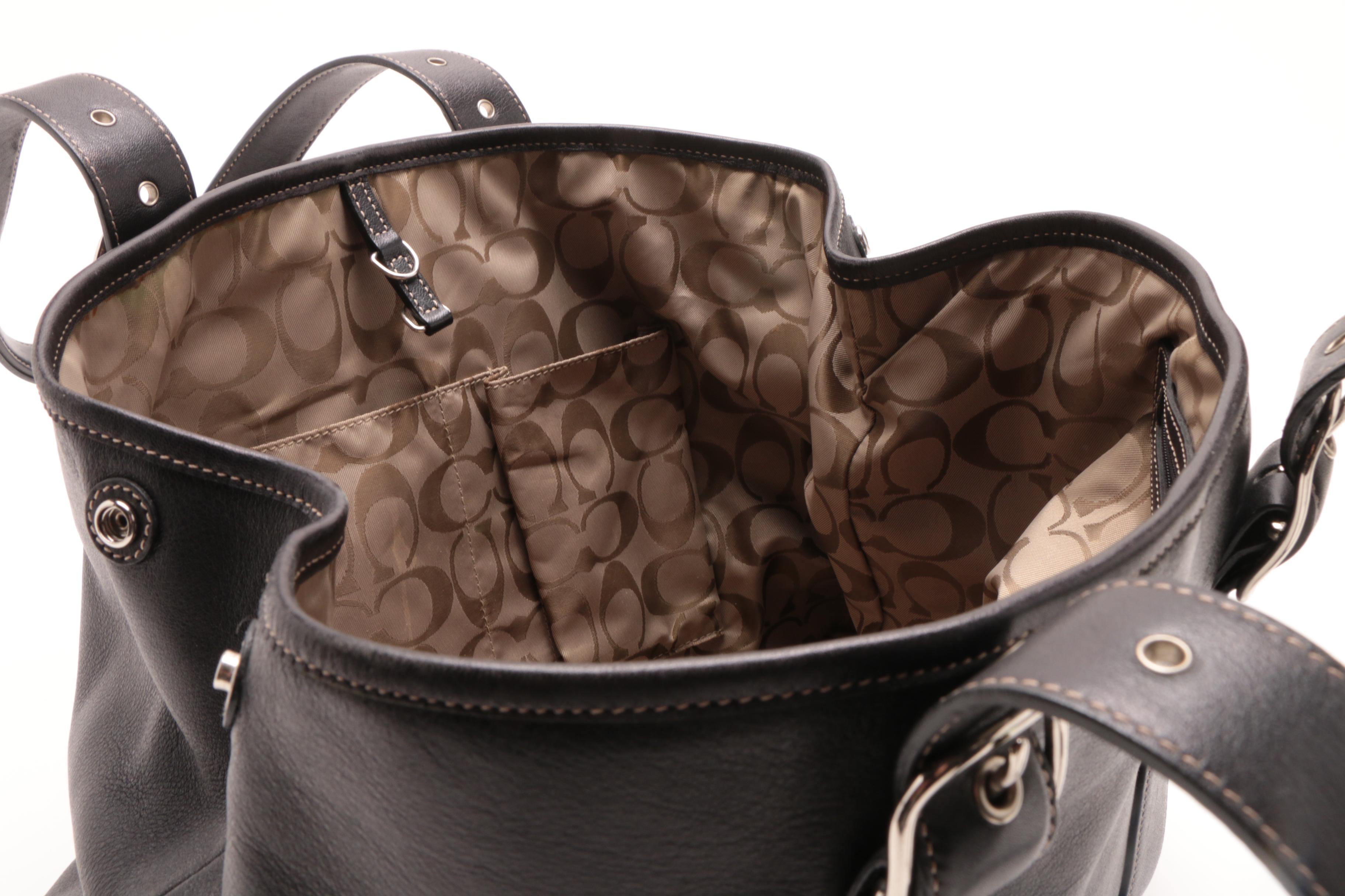 Coach Hampton Black Leather Tote Bag