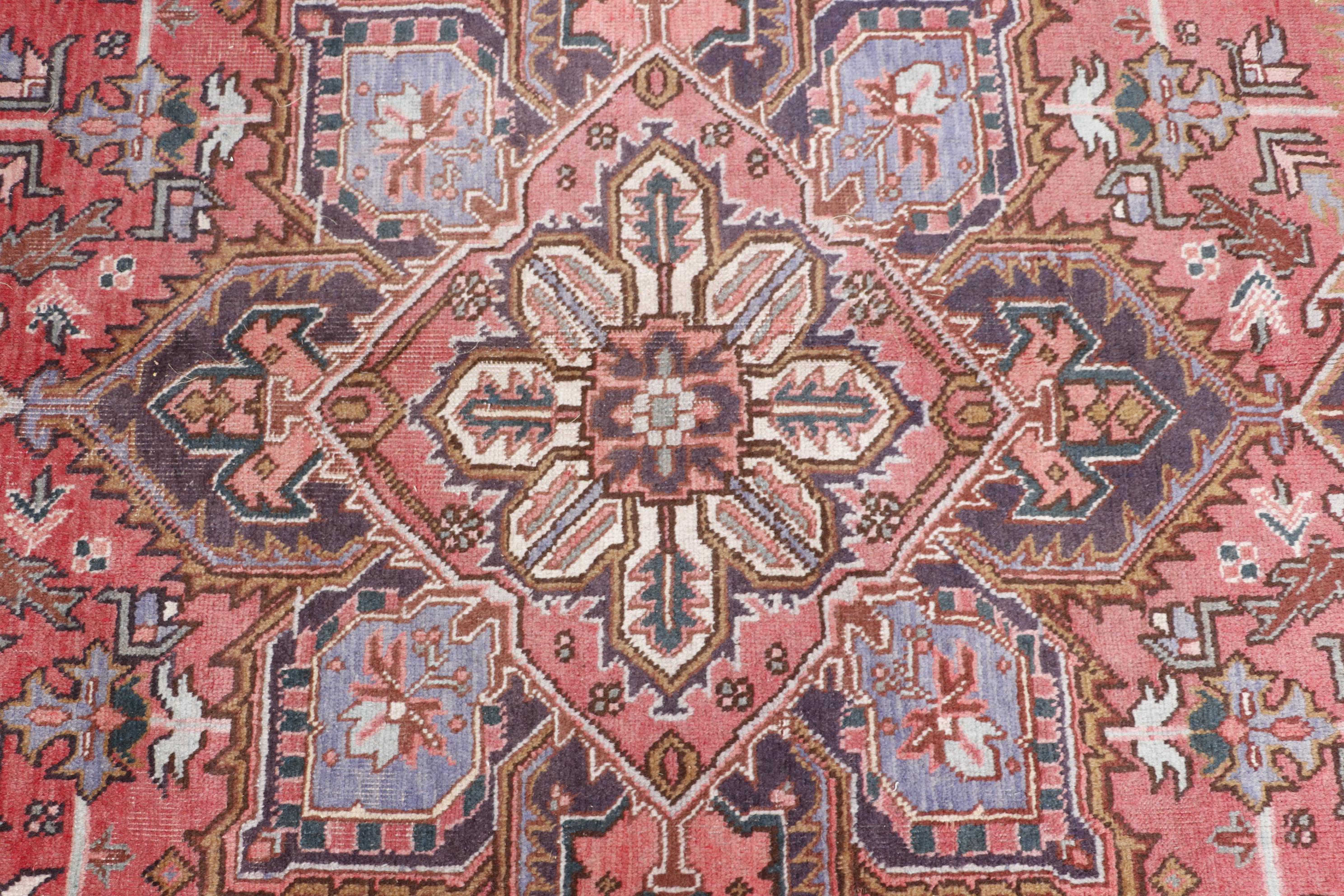Hand-Knotted Persian Heriz Wool Room Sized Rug