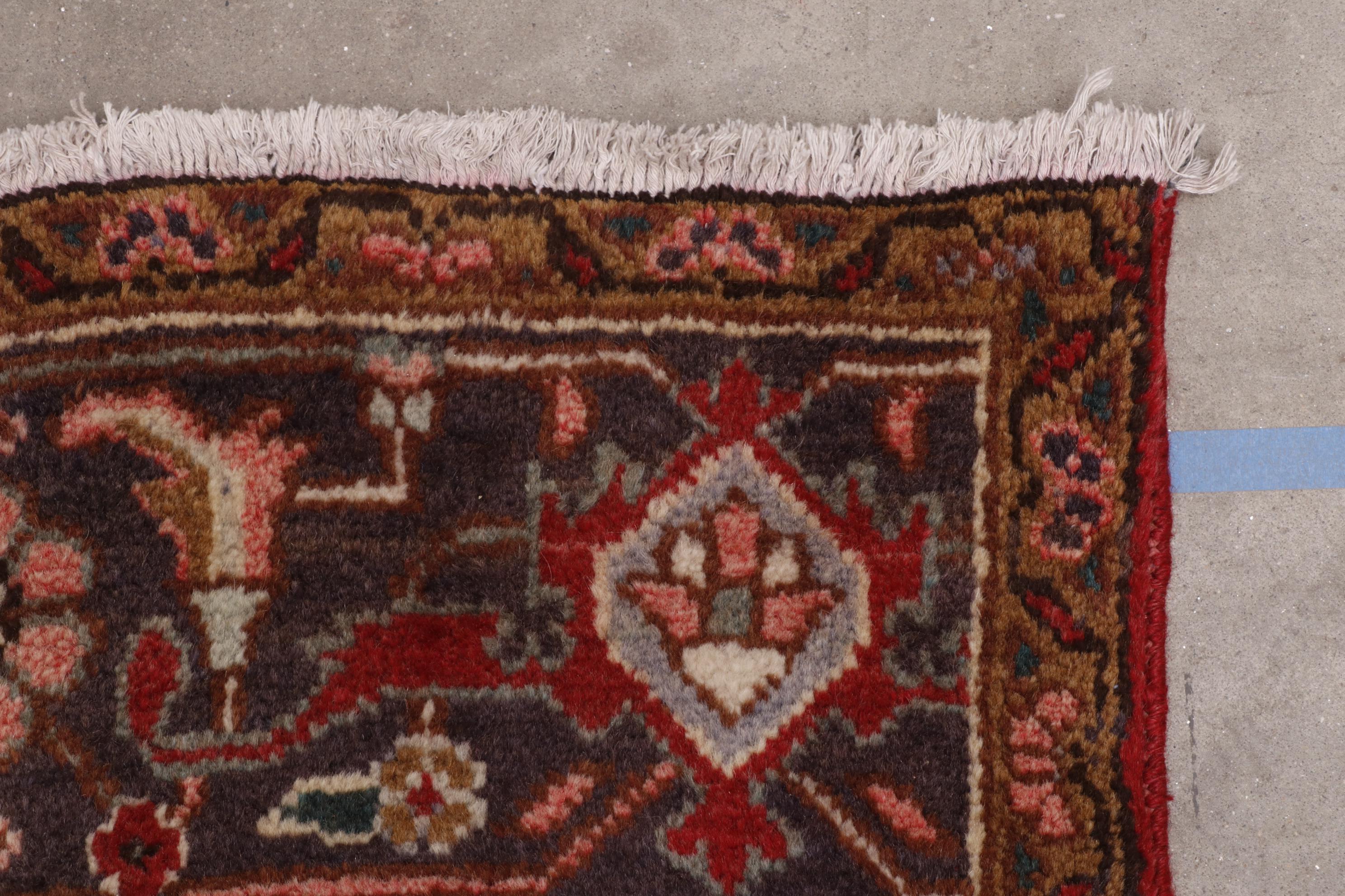 Hand-Knotted Persian Heriz Wool Room Sized Rug