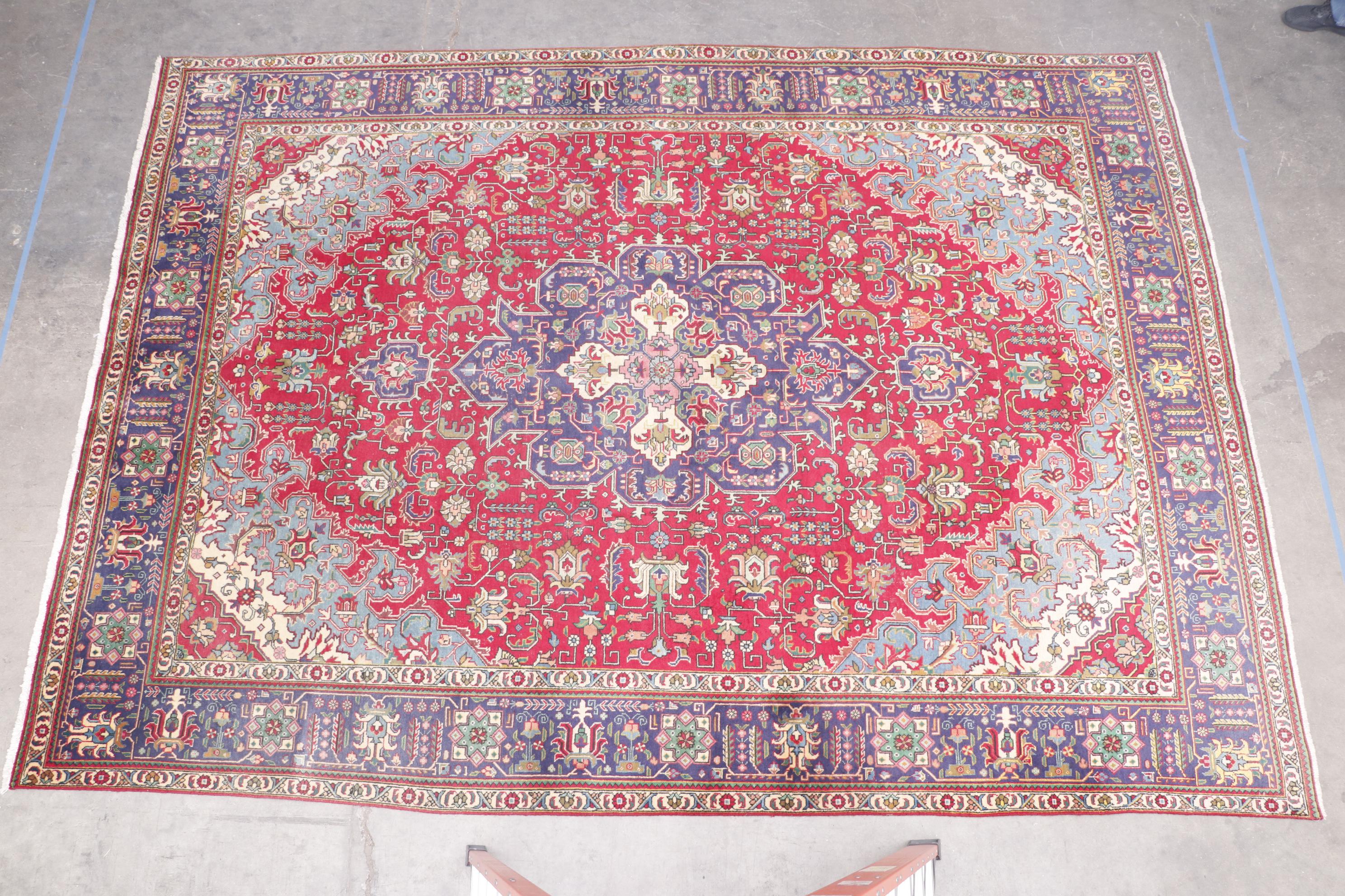 Hand-Knotted Persian Tabriz Wool Room Sized Rug