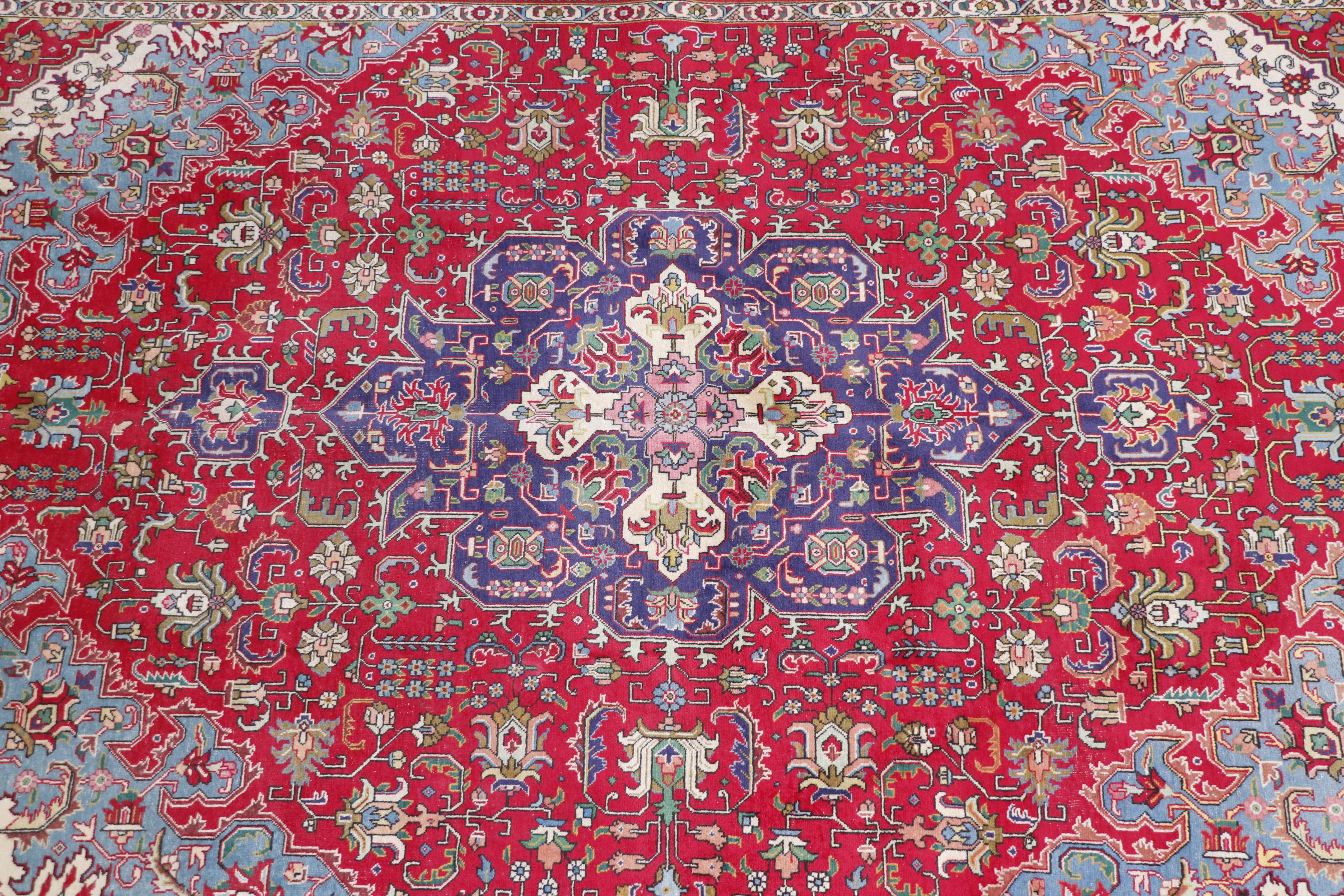 Hand-Knotted Persian Tabriz Wool Room Sized Rug