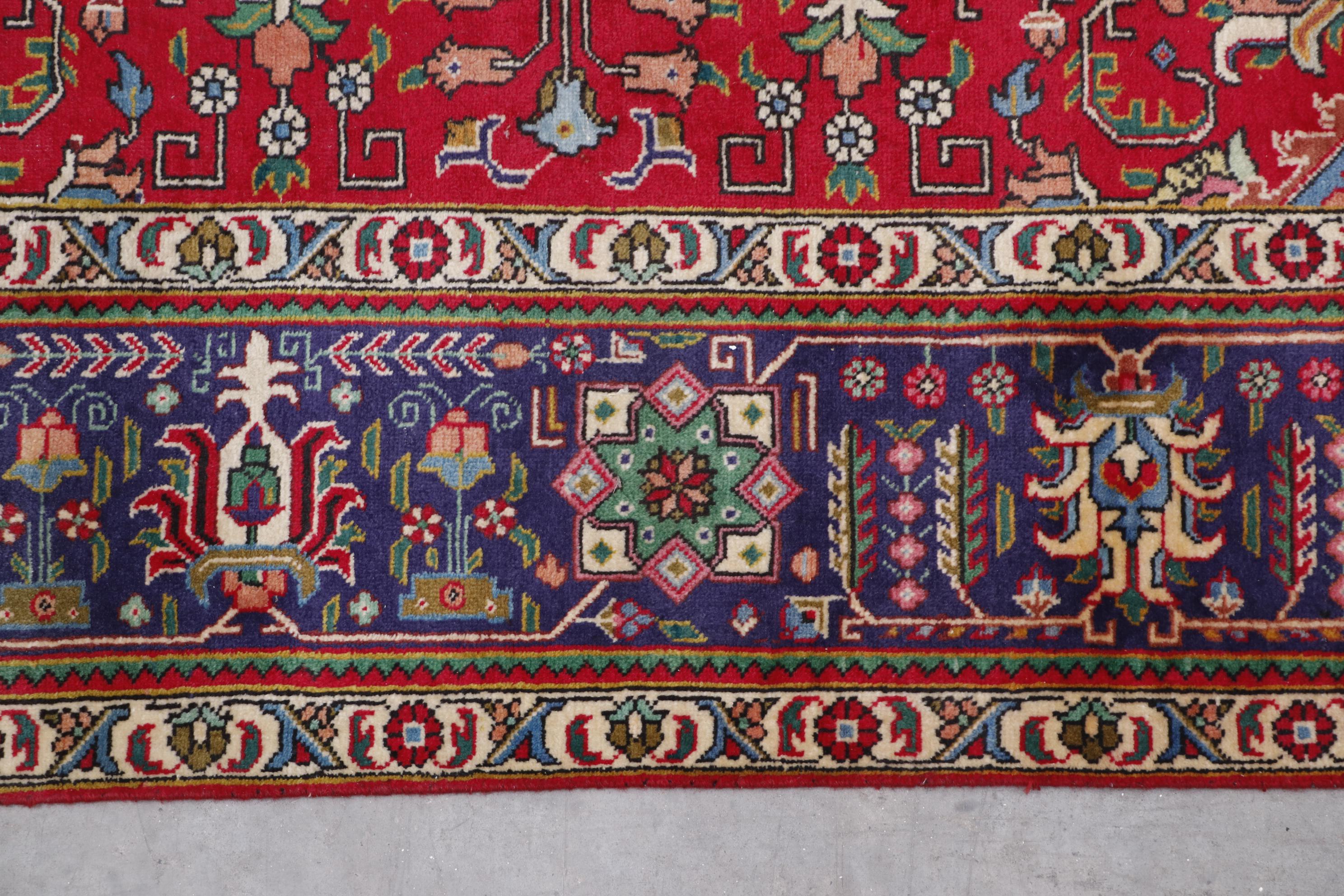 Hand-Knotted Persian Tabriz Wool Room Sized Rug