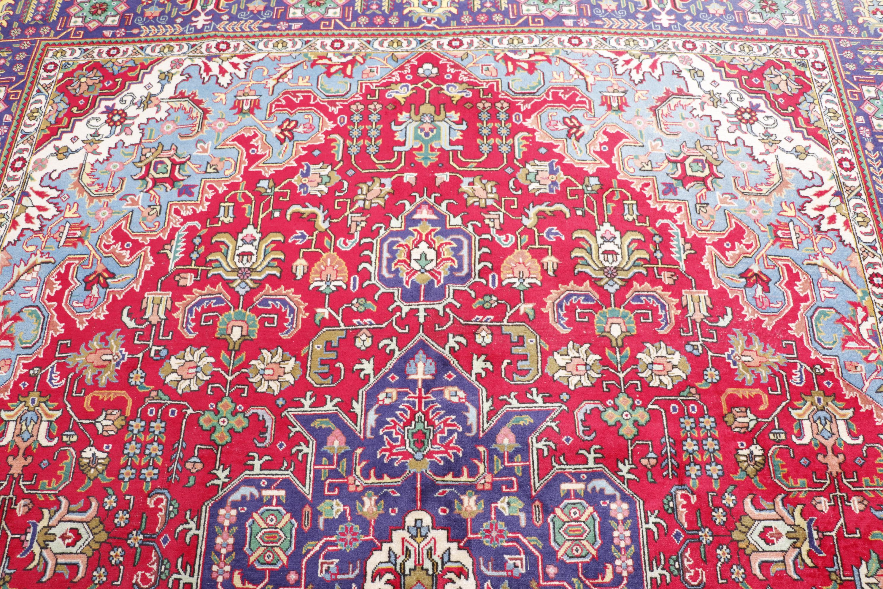 Hand-Knotted Persian Tabriz Wool Room Sized Rug