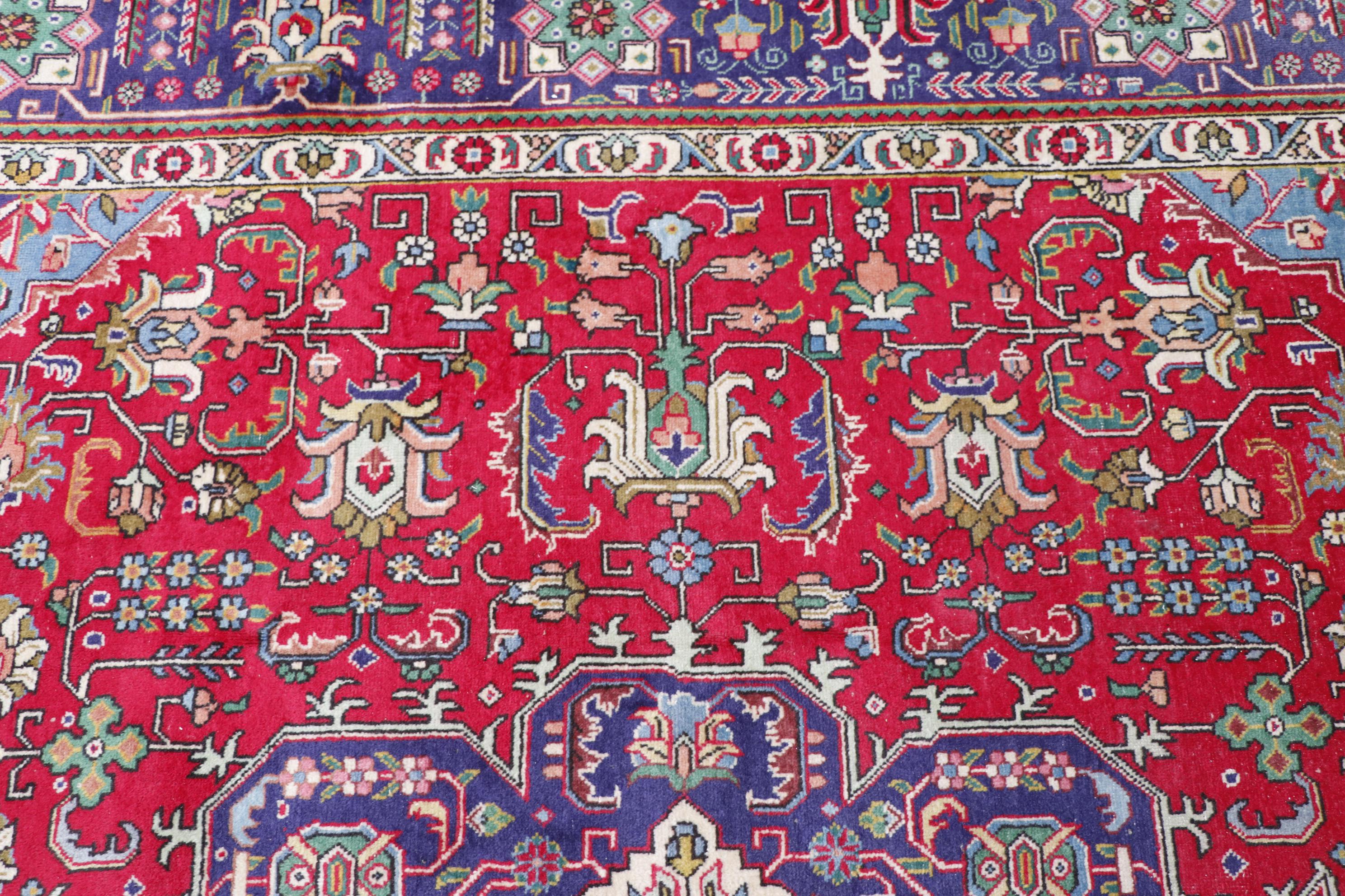Hand-Knotted Persian Tabriz Wool Room Sized Rug