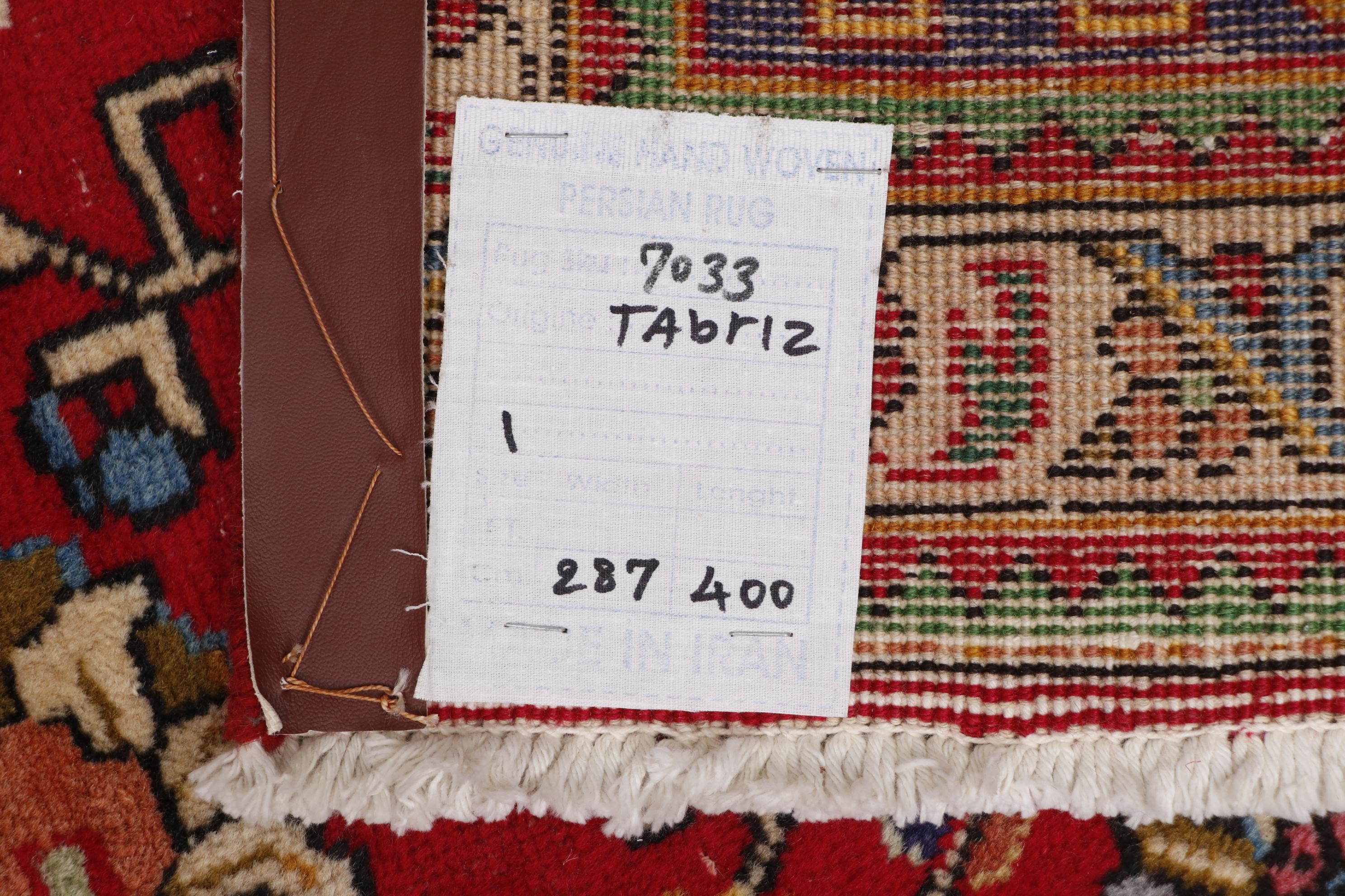 Hand-Knotted Persian Tabriz Wool Room Sized Rug