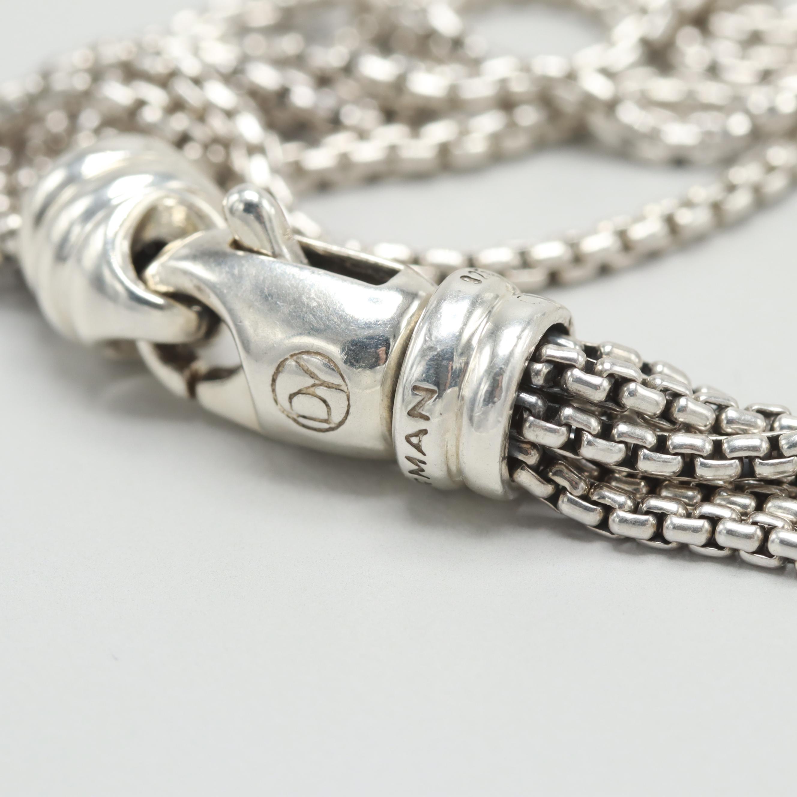 David Yurman "Albion Collection" Sterling Silver Quartz and Diamond Necklace