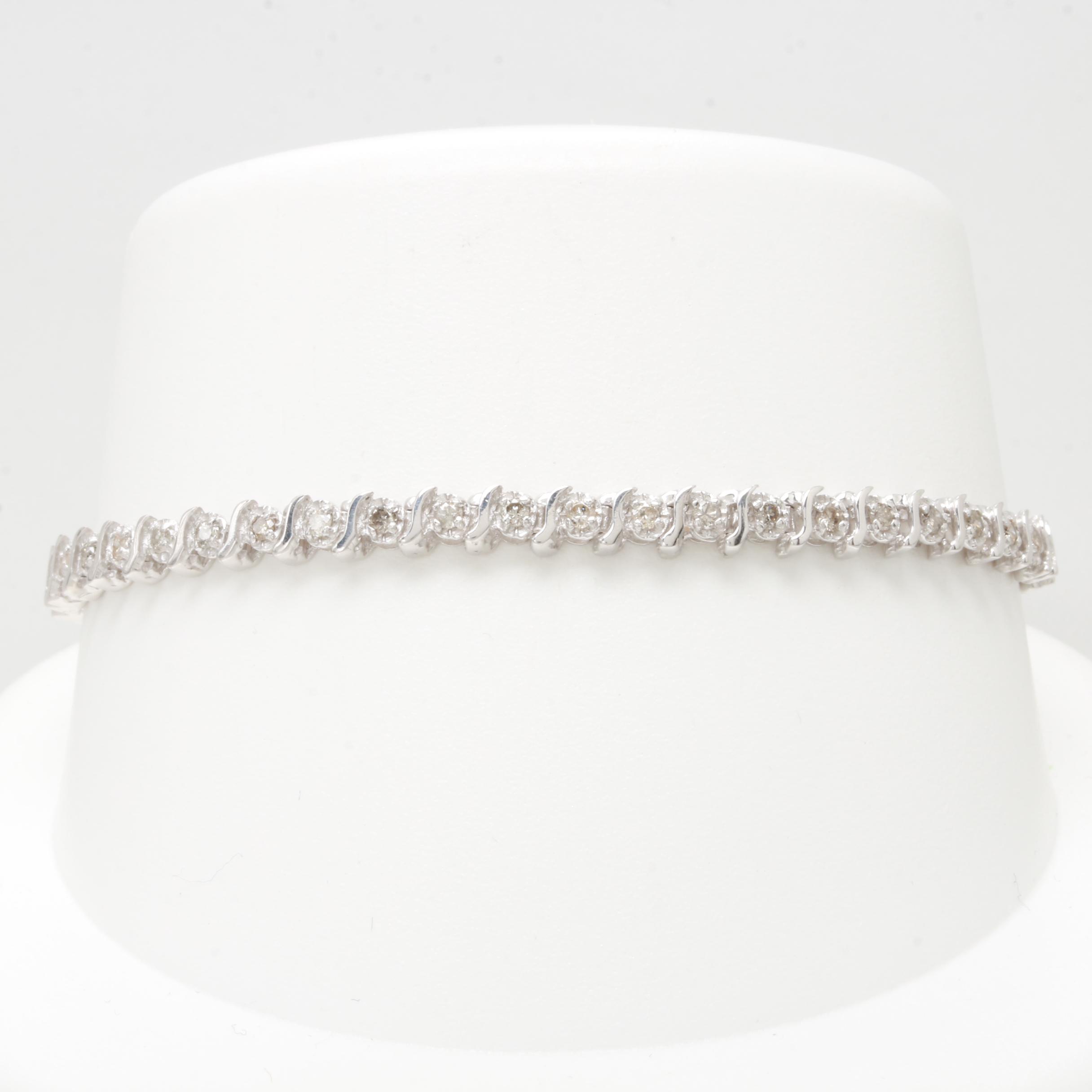 14K White Gold 0.92 CTW Diamond Bracelet