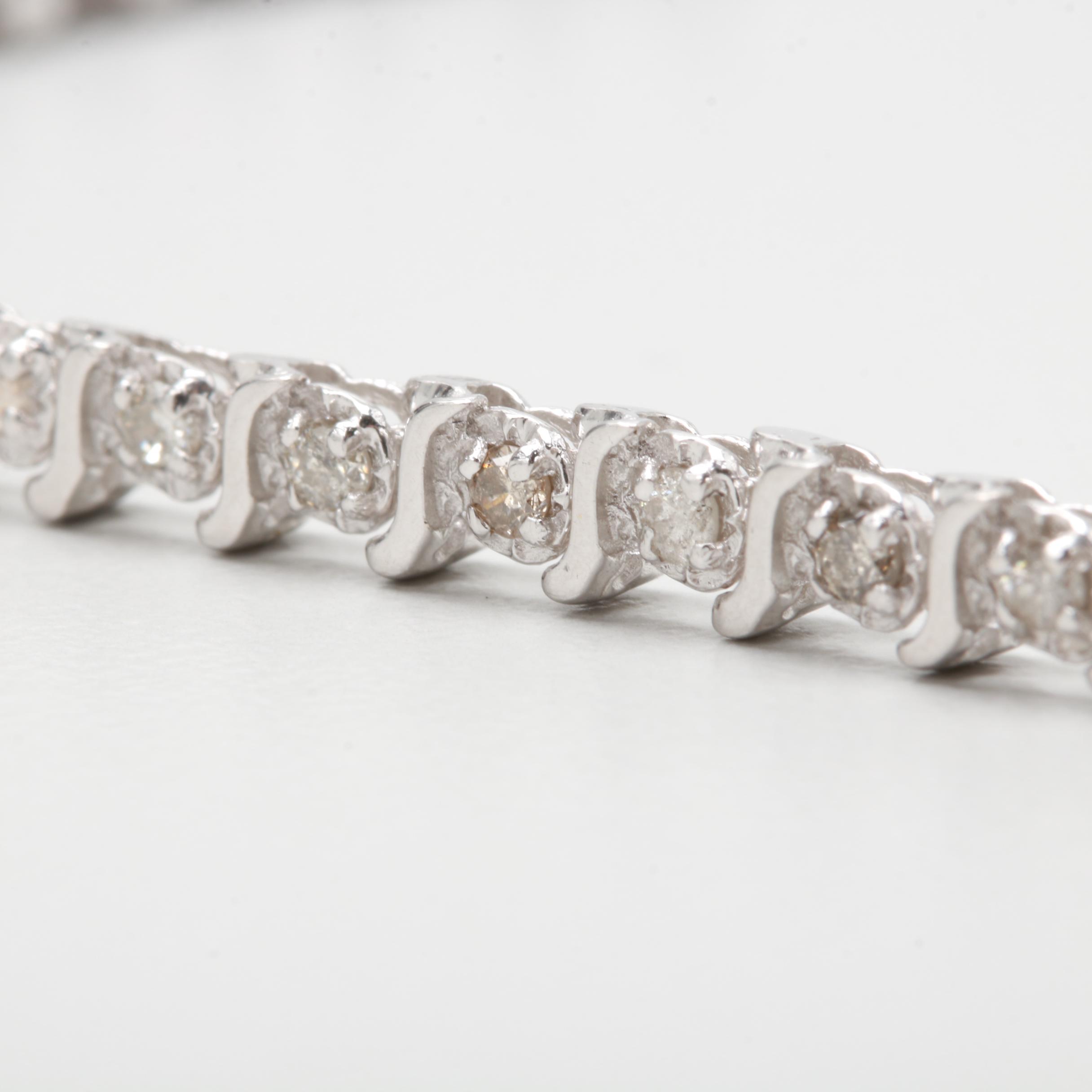 14K White Gold 0.92 CTW Diamond Bracelet