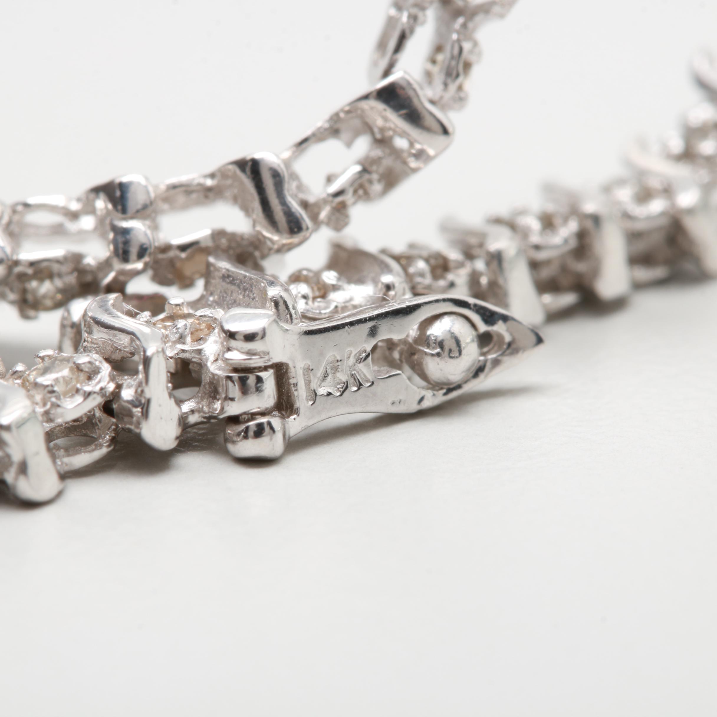 14K White Gold 0.92 CTW Diamond Bracelet