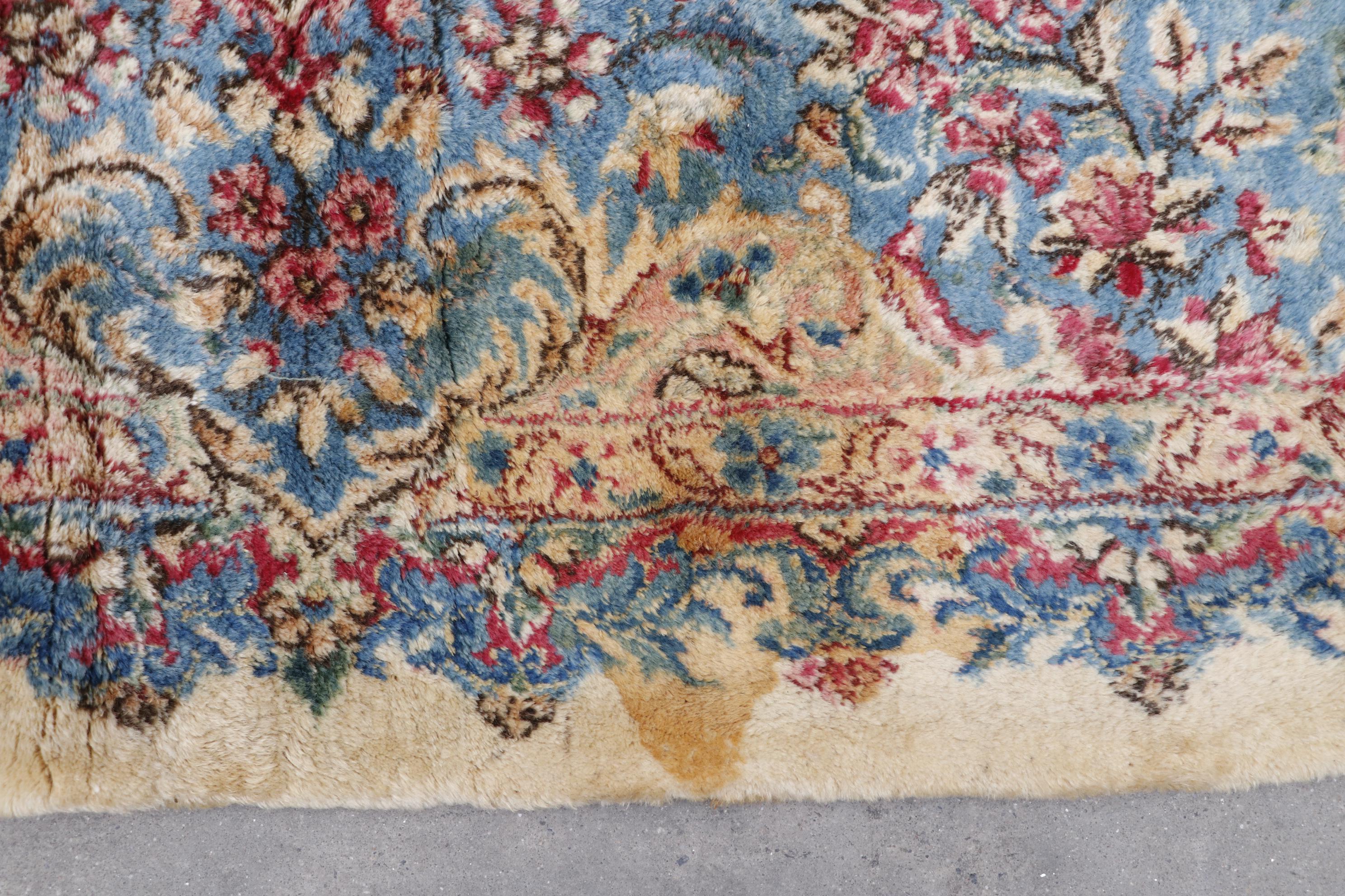 Semi-Antique Hand-Knotted Persian Kerman Wool Palace Sized Rug