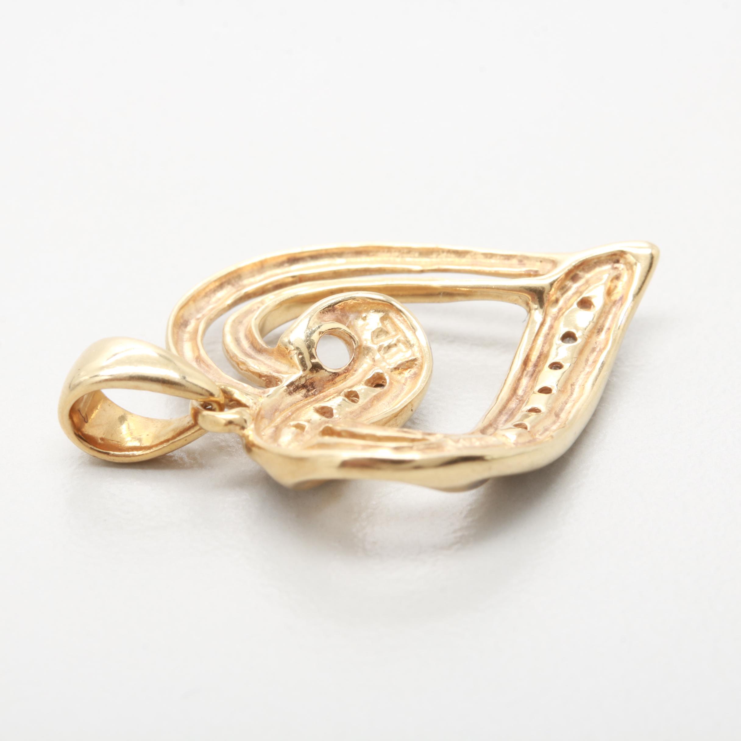 10K Yellow Gold Diamond Heart Pendant