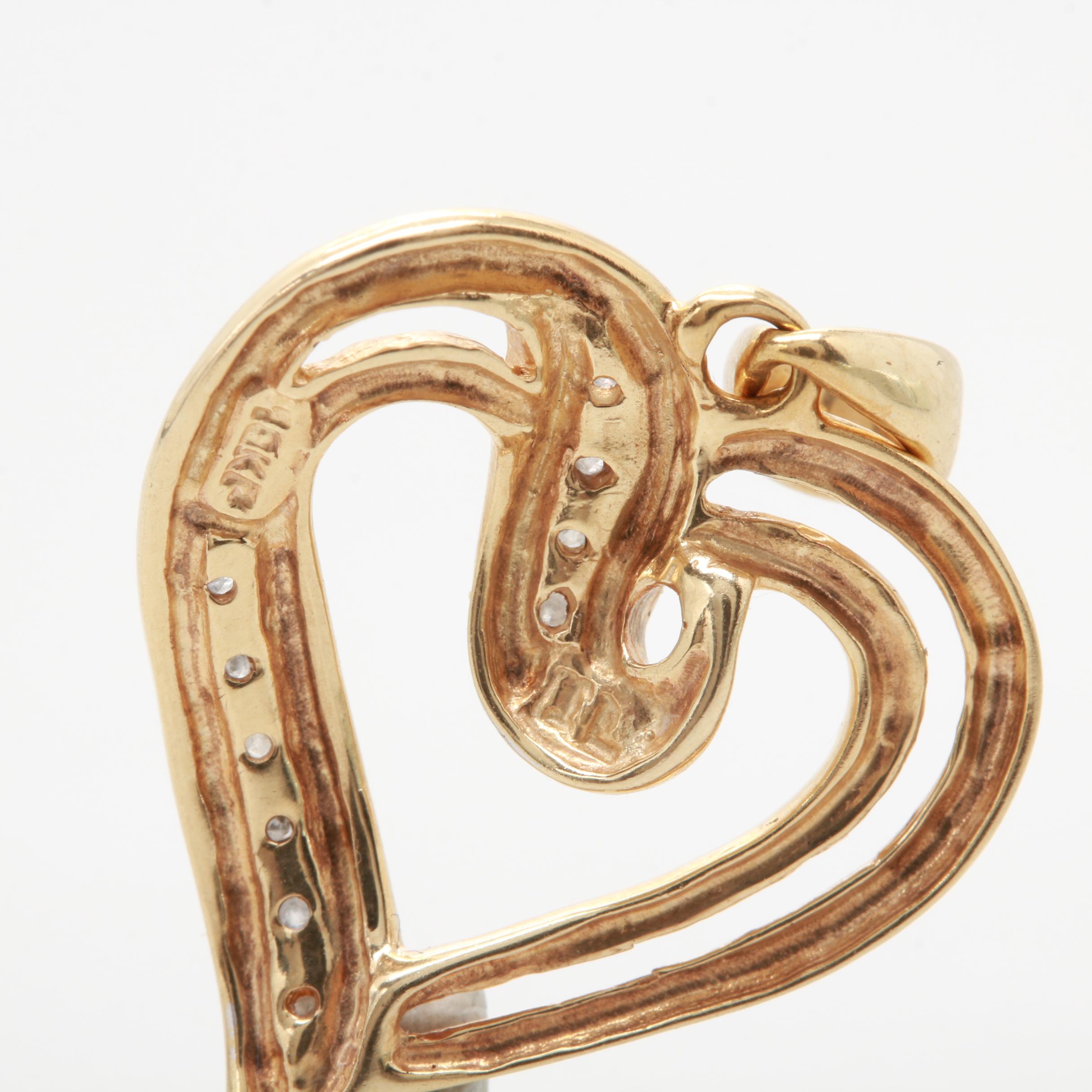 10K Yellow Gold Diamond Heart Pendant