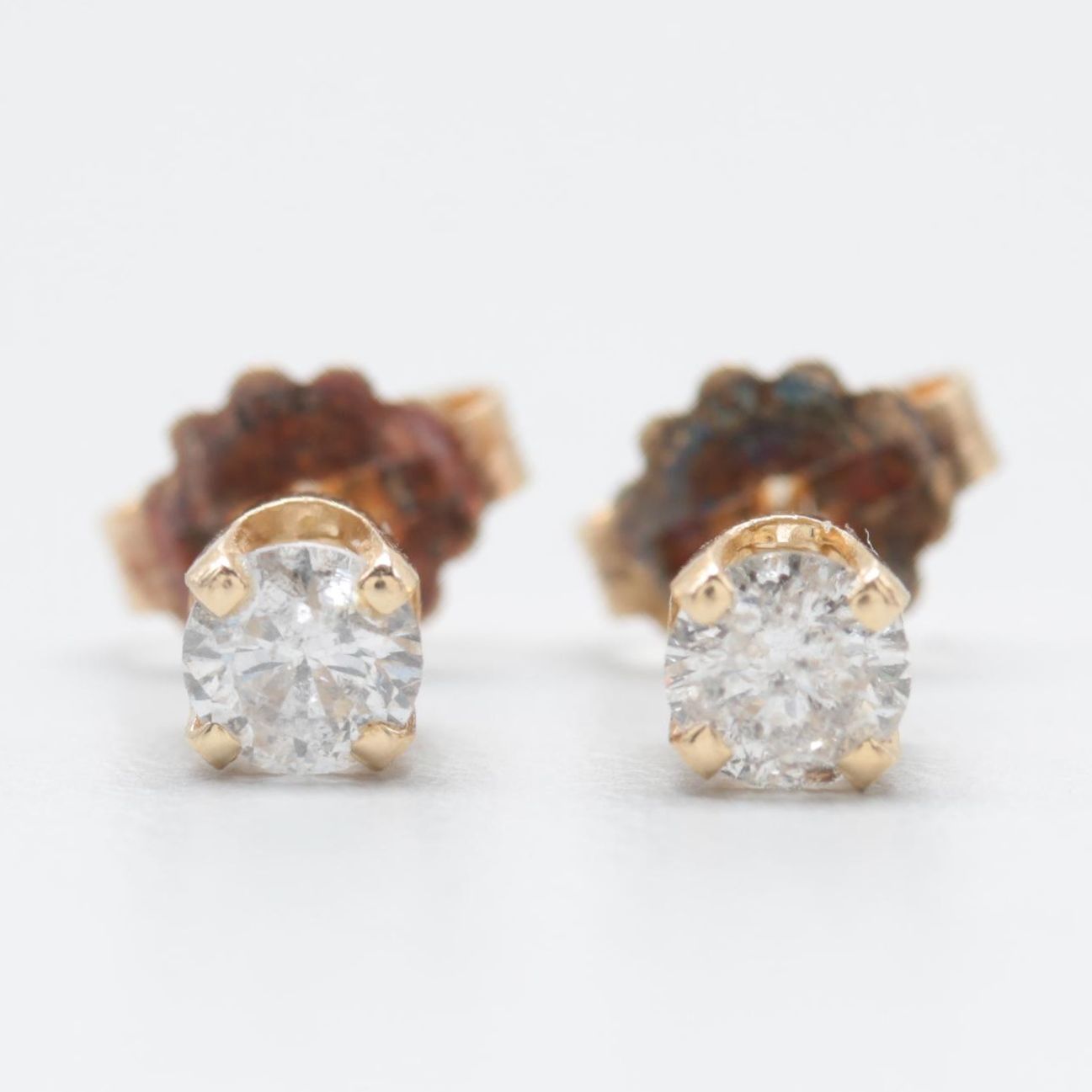 14K Yellow Gold Diamond Earrings