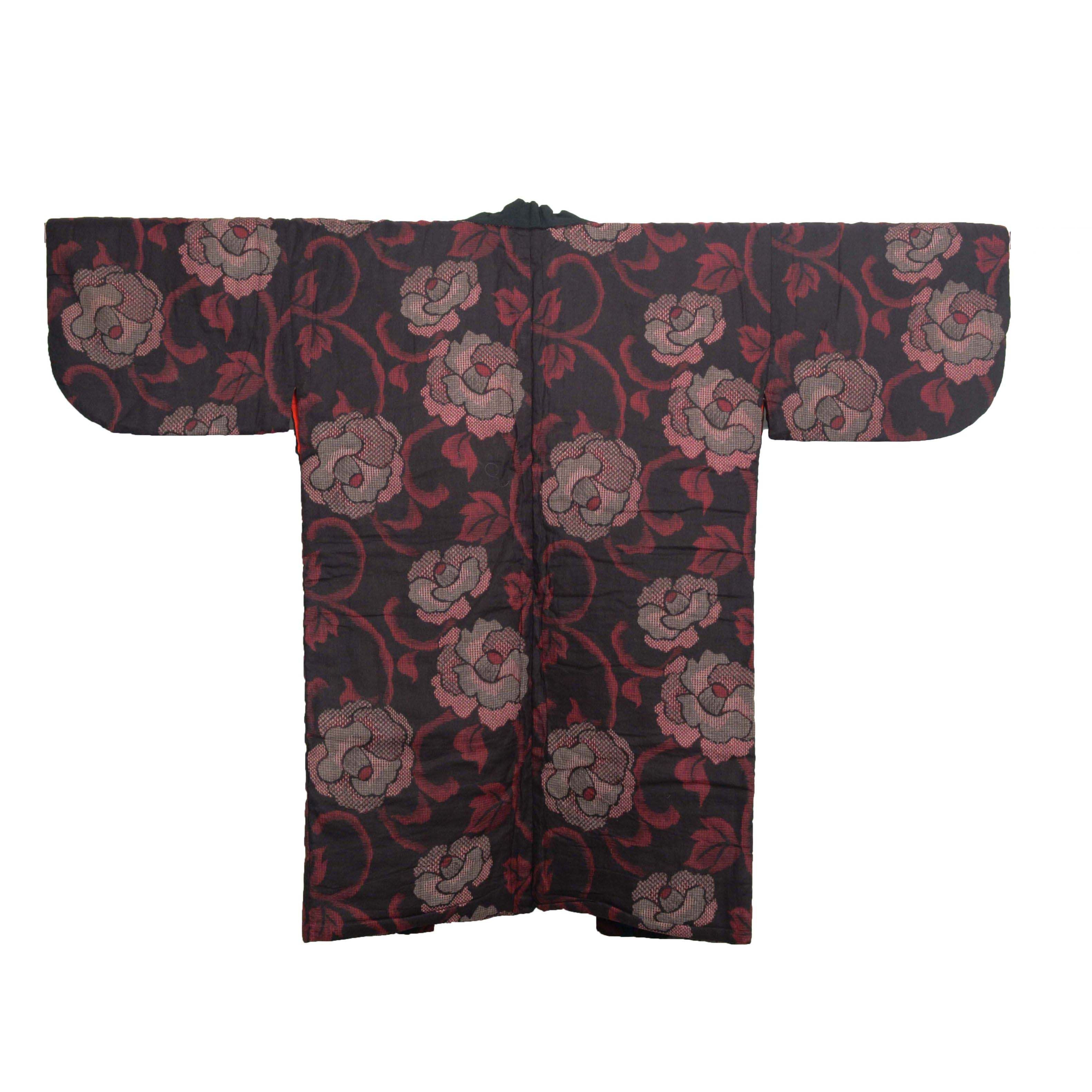 Child's Circa 1900 Antique Handwoven Cotton Winter Kasuri Juban Kimono