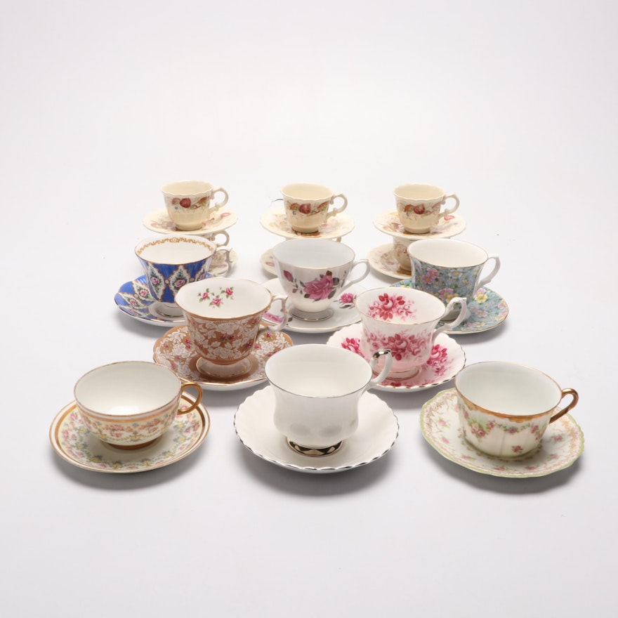 Vernonware "Vernon Rose" and Assorted Tea Cups and Saucers