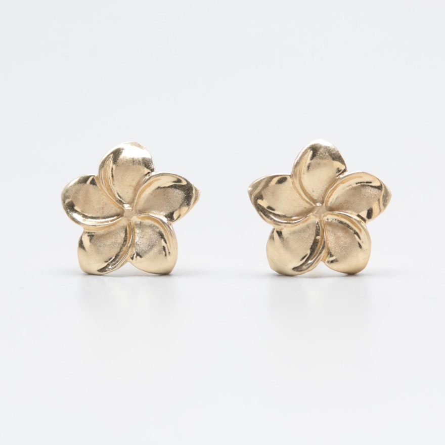 14K Yellow Gold Floral Earrings