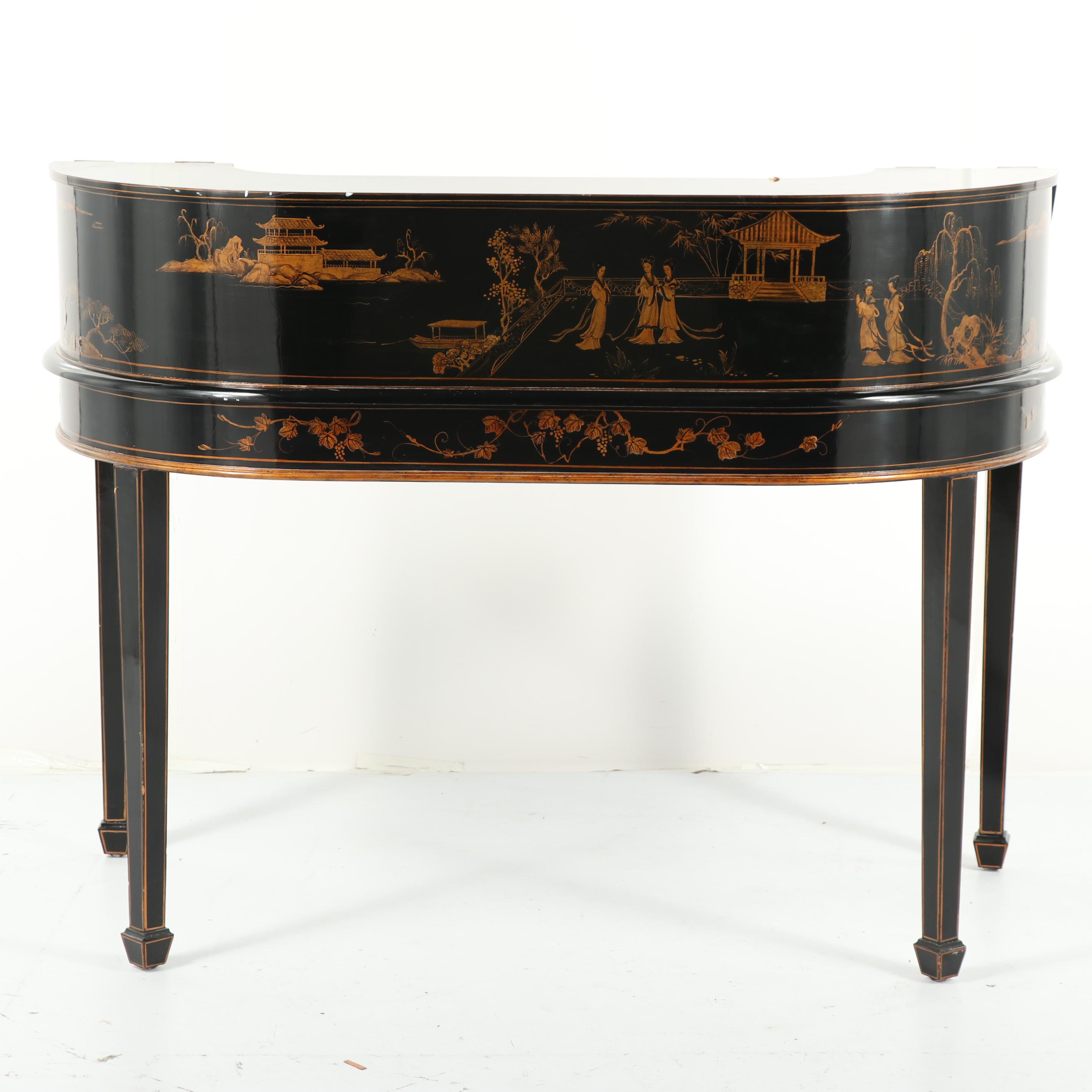 Chinoiserie Lacquered Wooden Carlton House Desk, Late 20th Century