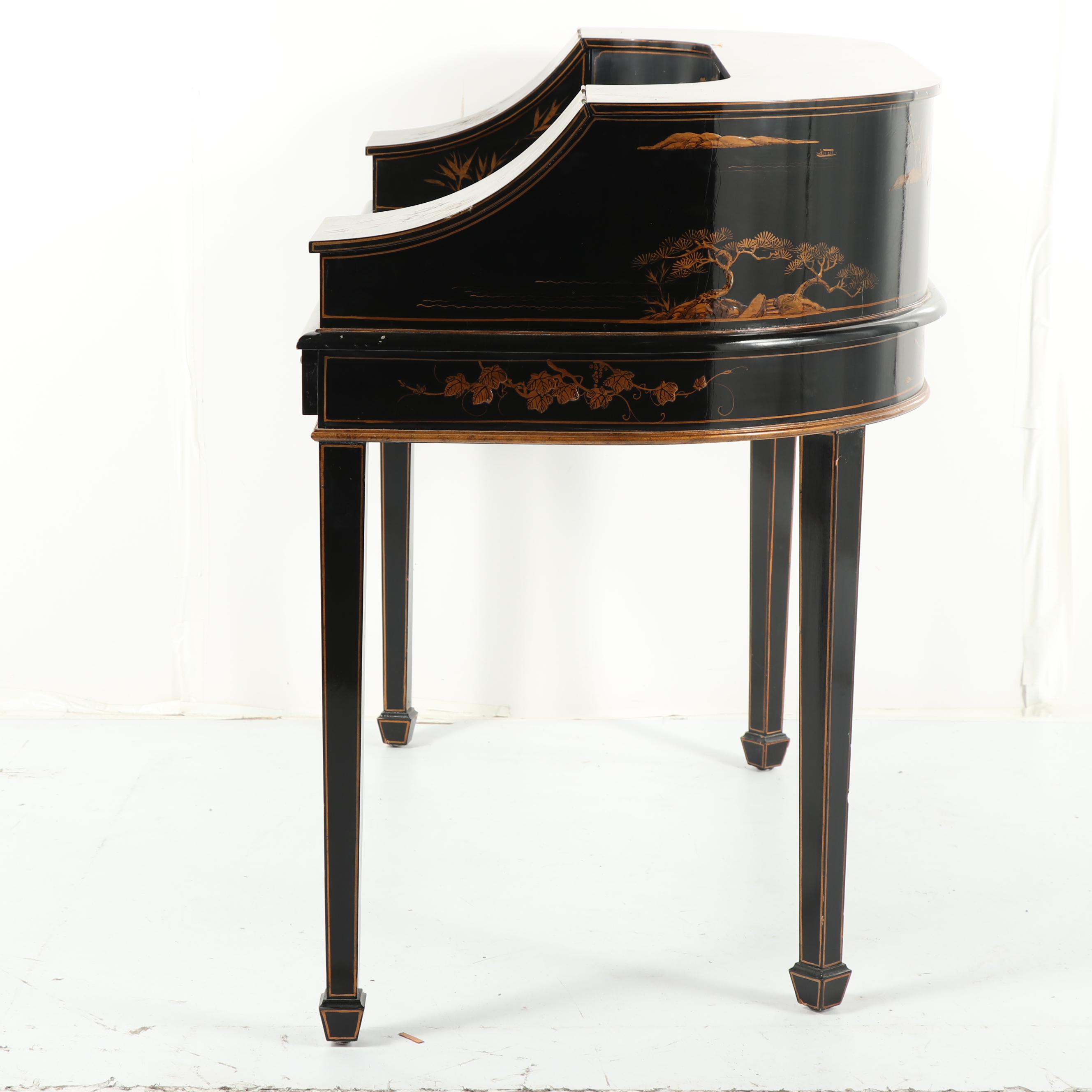 Chinoiserie Lacquered Wooden Carlton House Desk, Late 20th Century