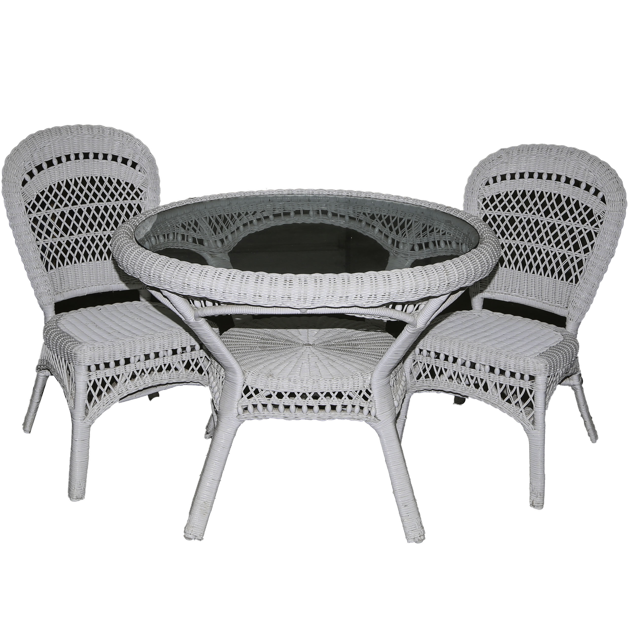 White Wicker Patio Table and Chairs