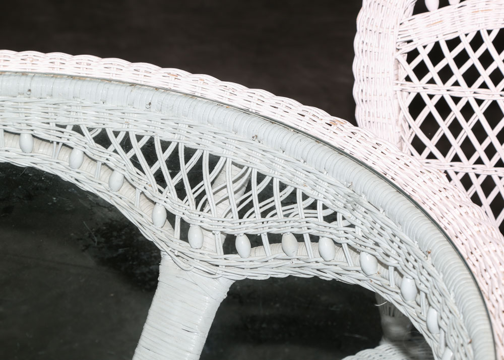 White Wicker Patio Table and Chairs