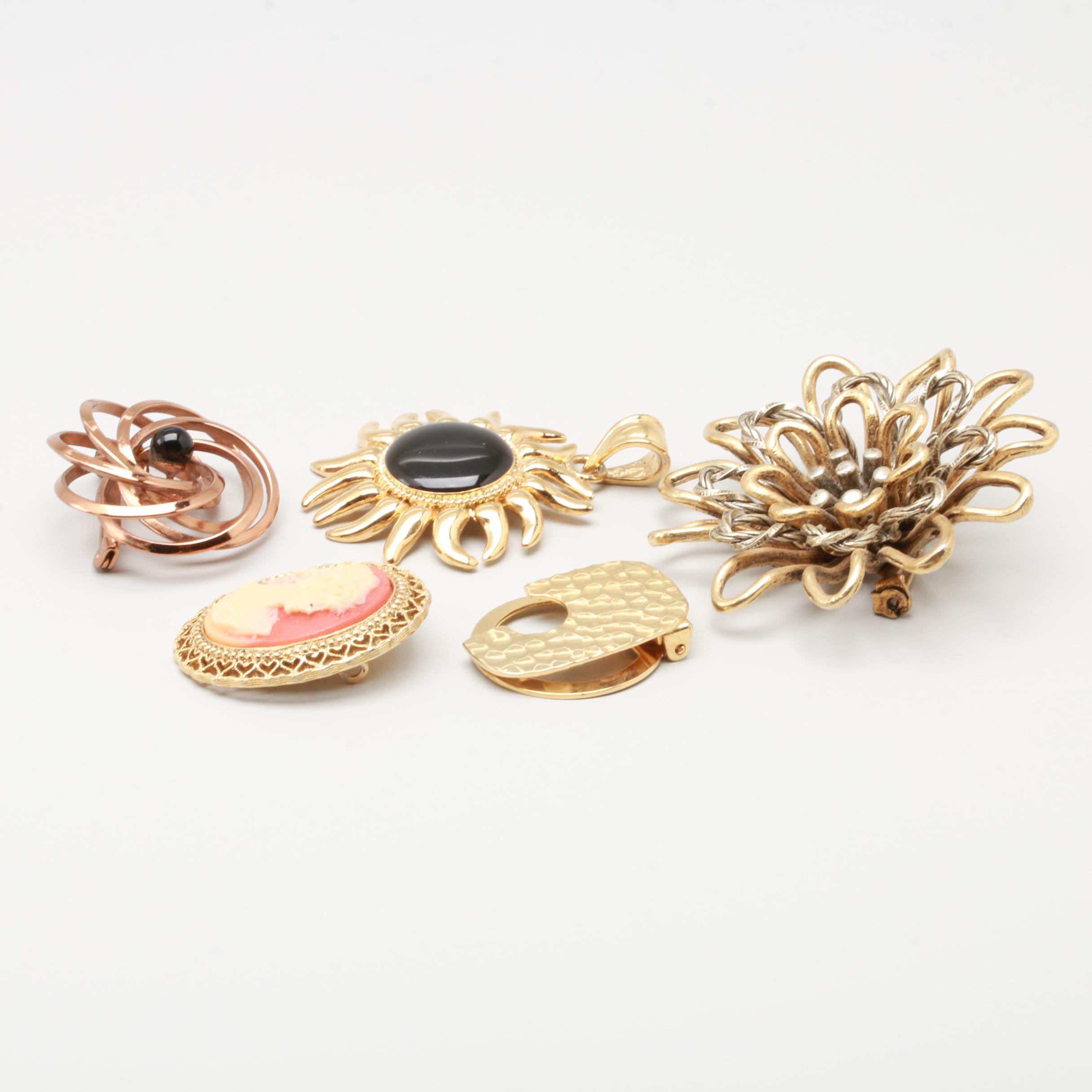 Assorted Gold Tone Shell, Bone and Glass Costume Jewelry