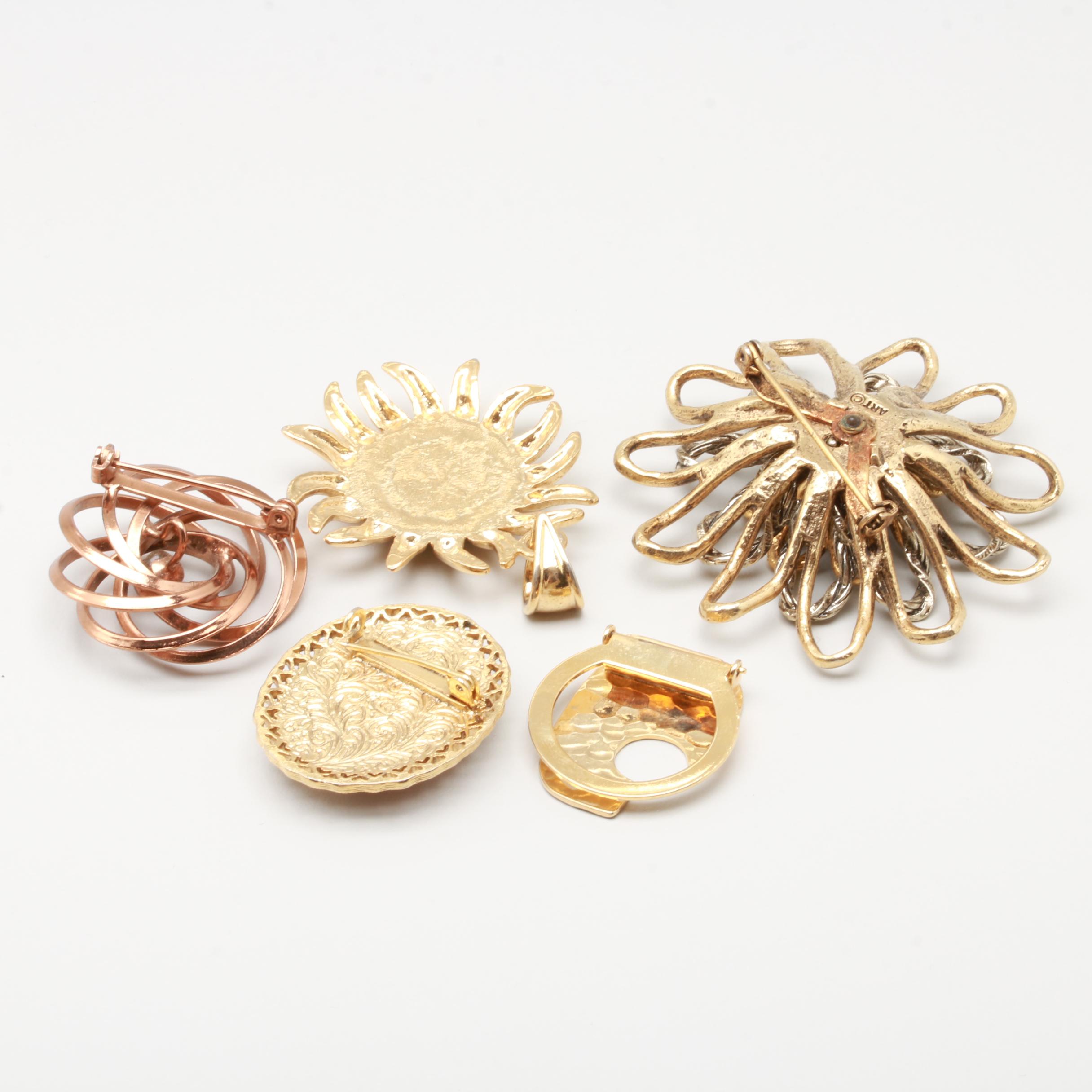 Assorted Gold Tone Shell, Bone and Glass Costume Jewelry