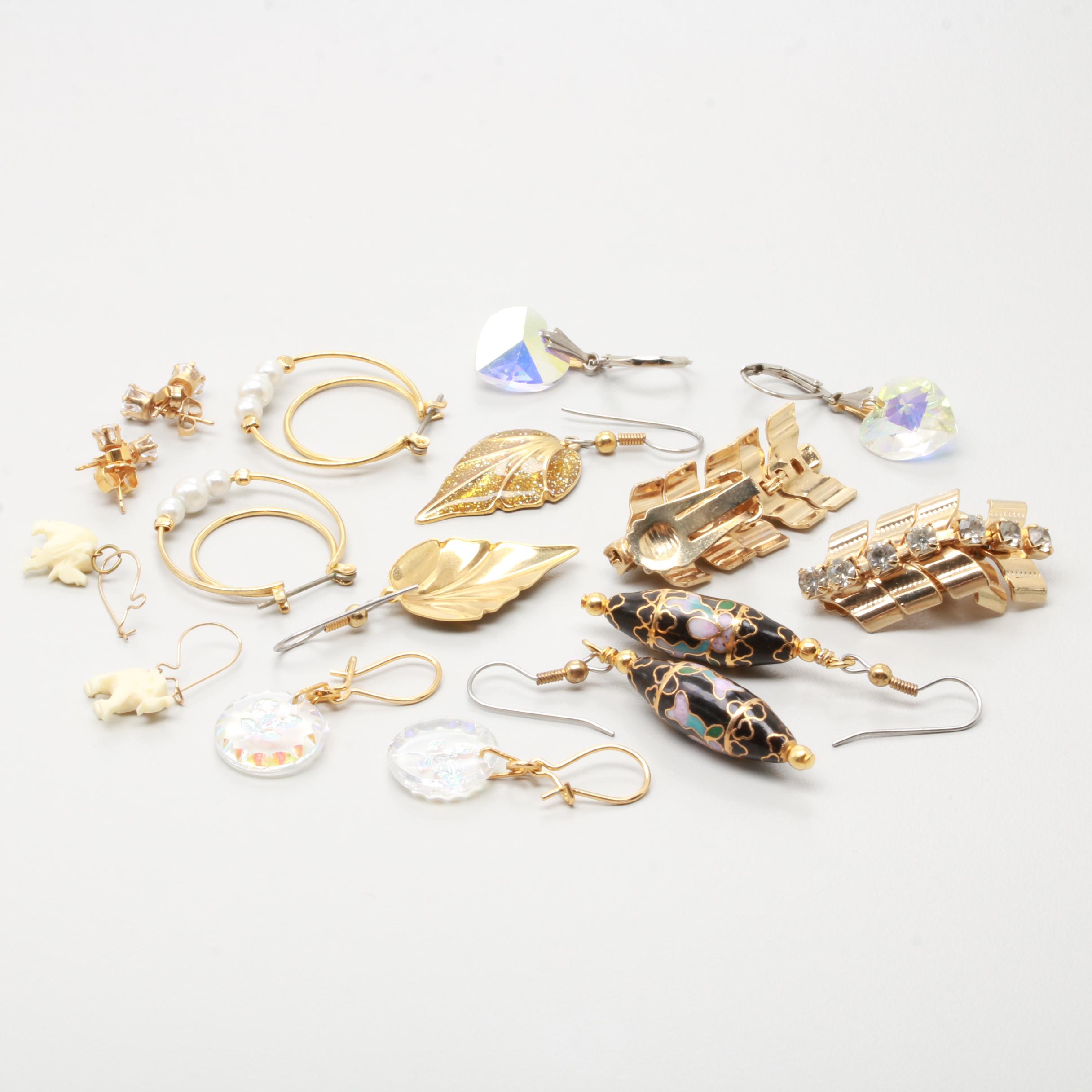 Assorted Gold Tone Shell, Bone and Glass Costume Jewelry