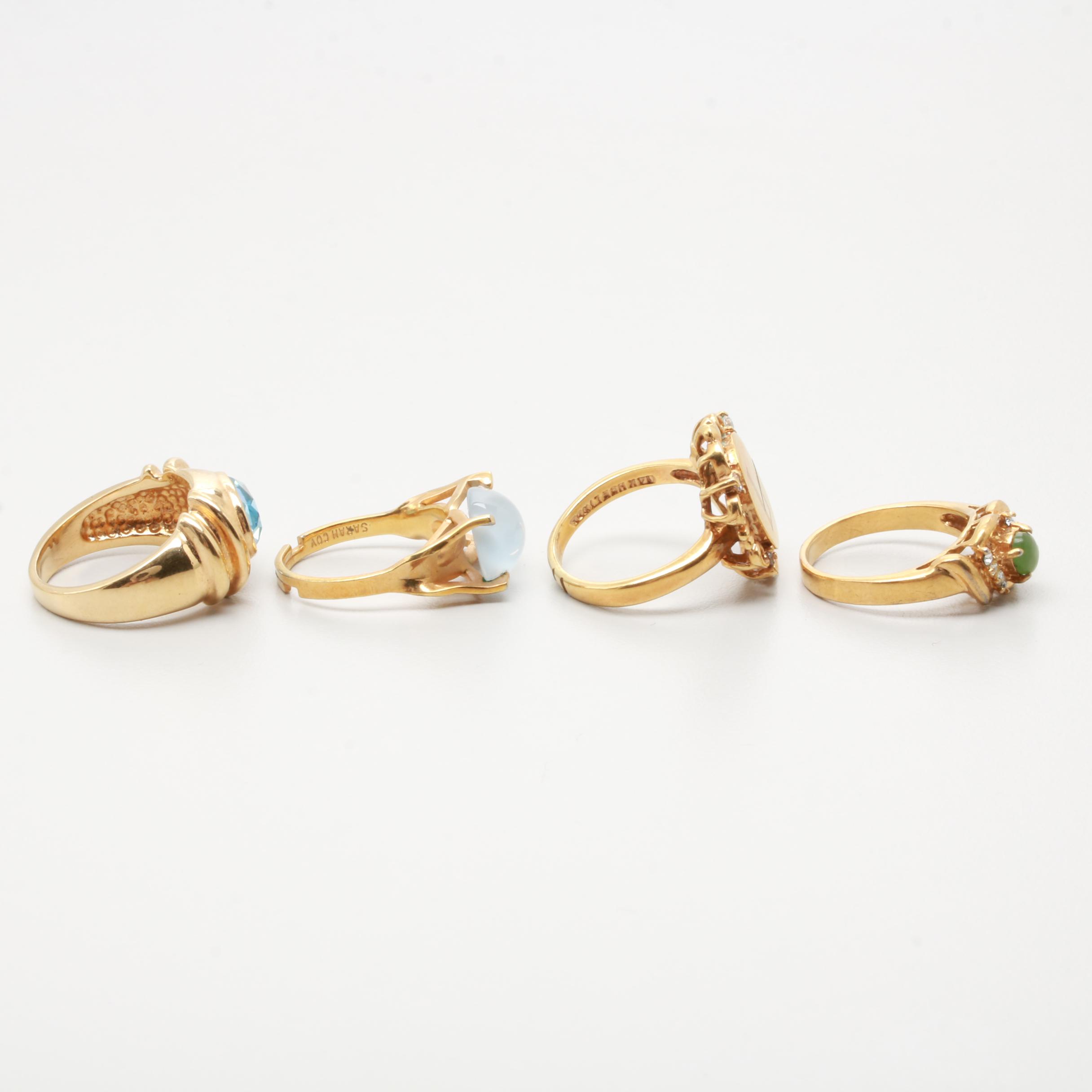 Assorted Gold Tone Shell, Bone and Glass Costume Jewelry