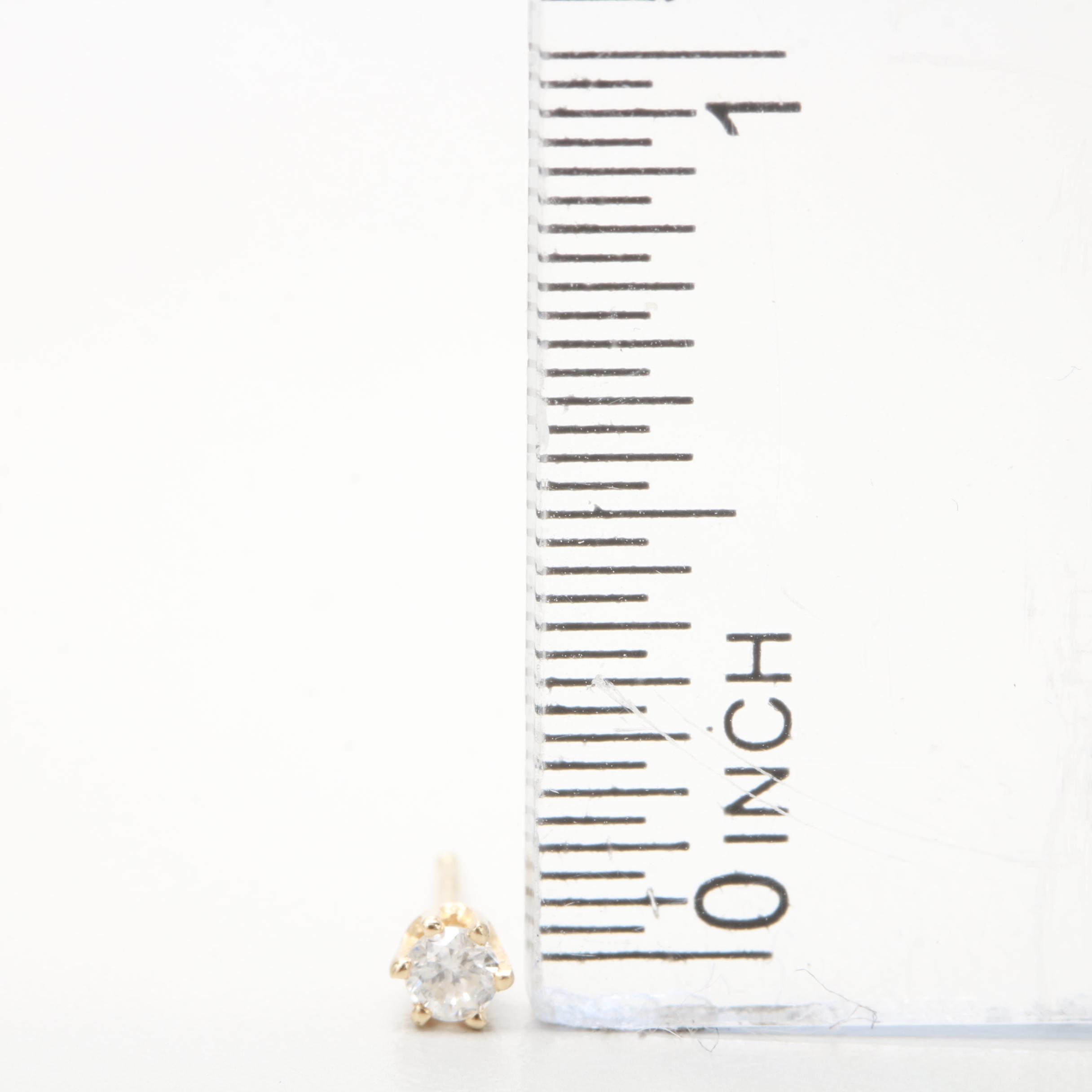 14K Yellow Gold Diamond Stud Earrings