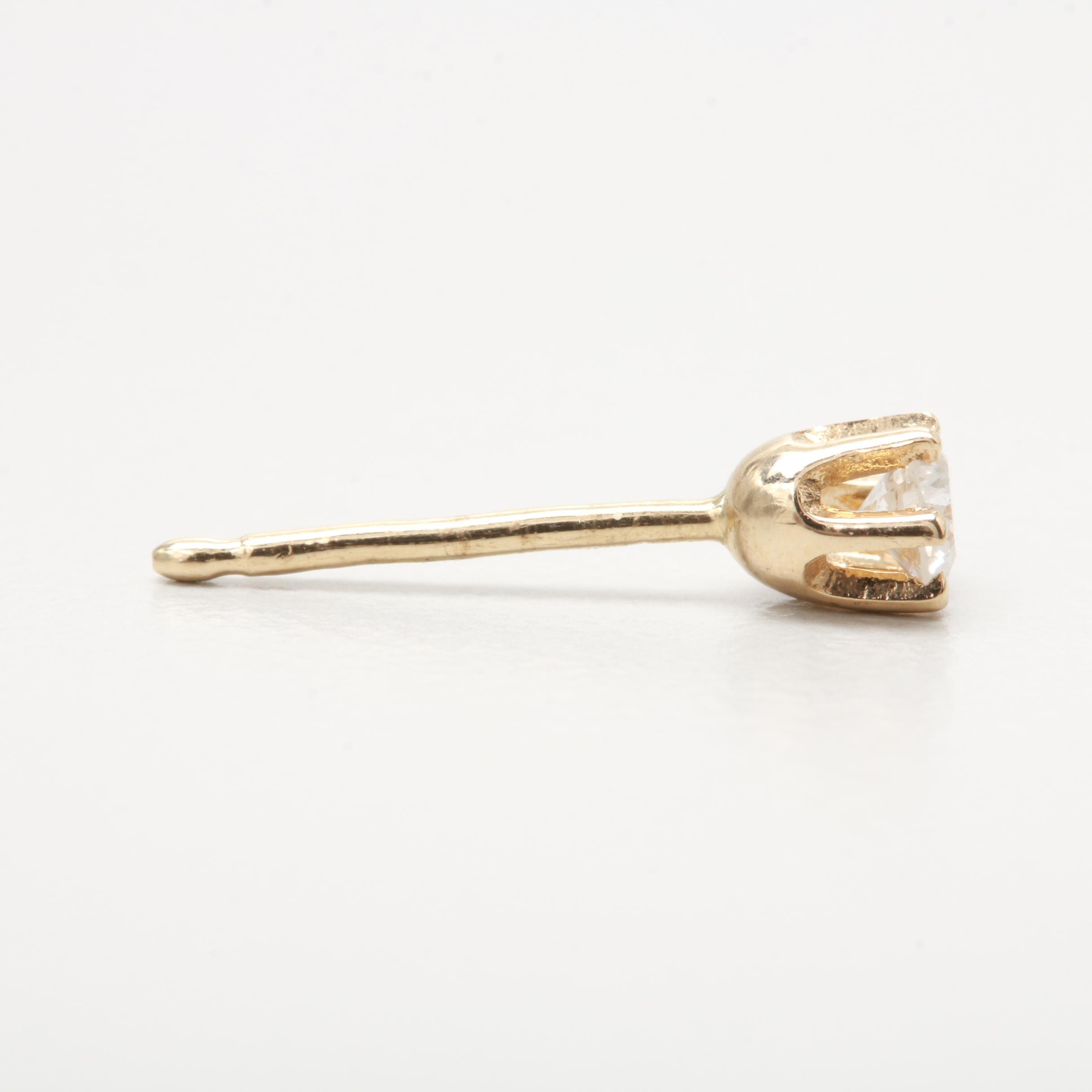 14K Yellow Gold Diamond Stud Earrings