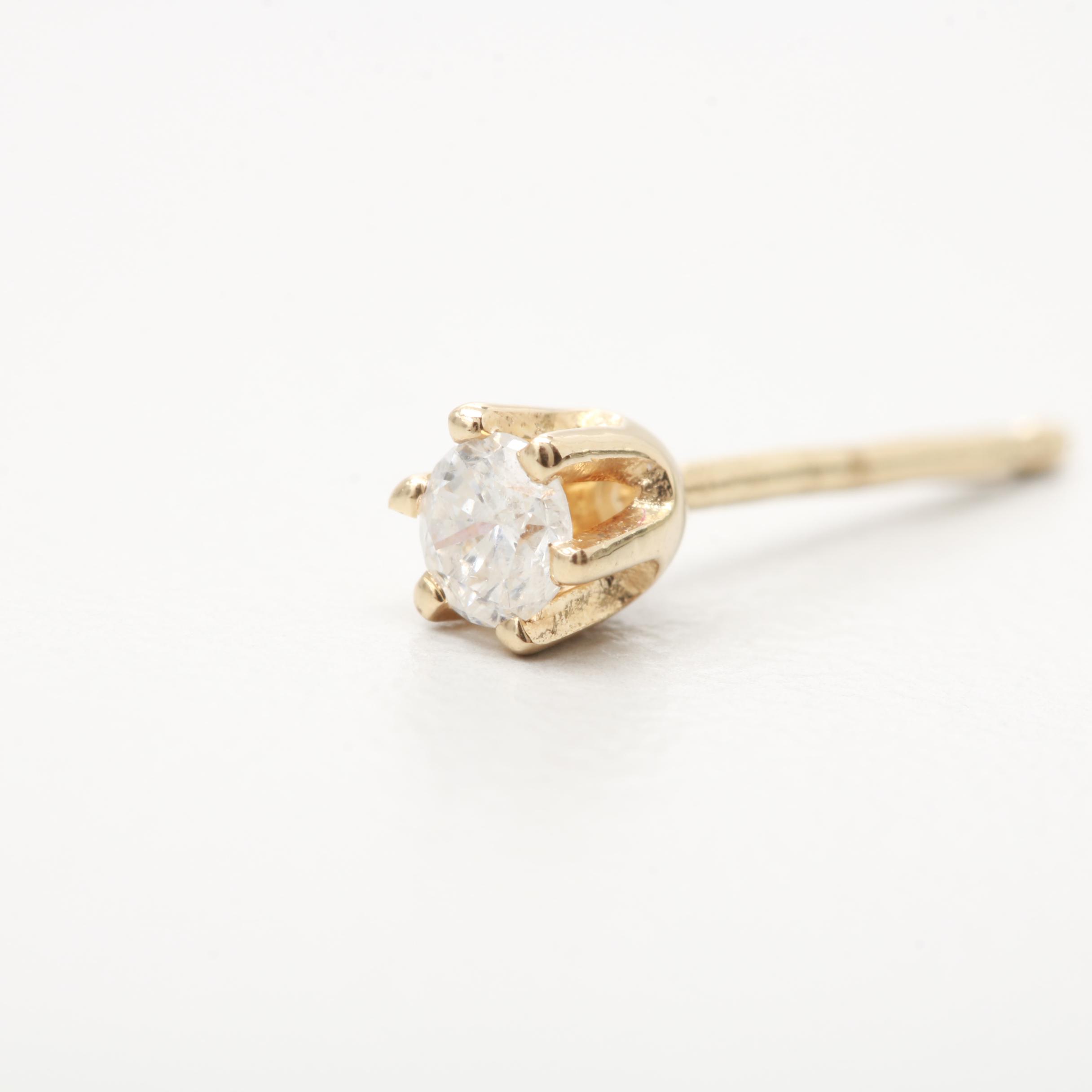14K Yellow Gold Diamond Stud Earrings