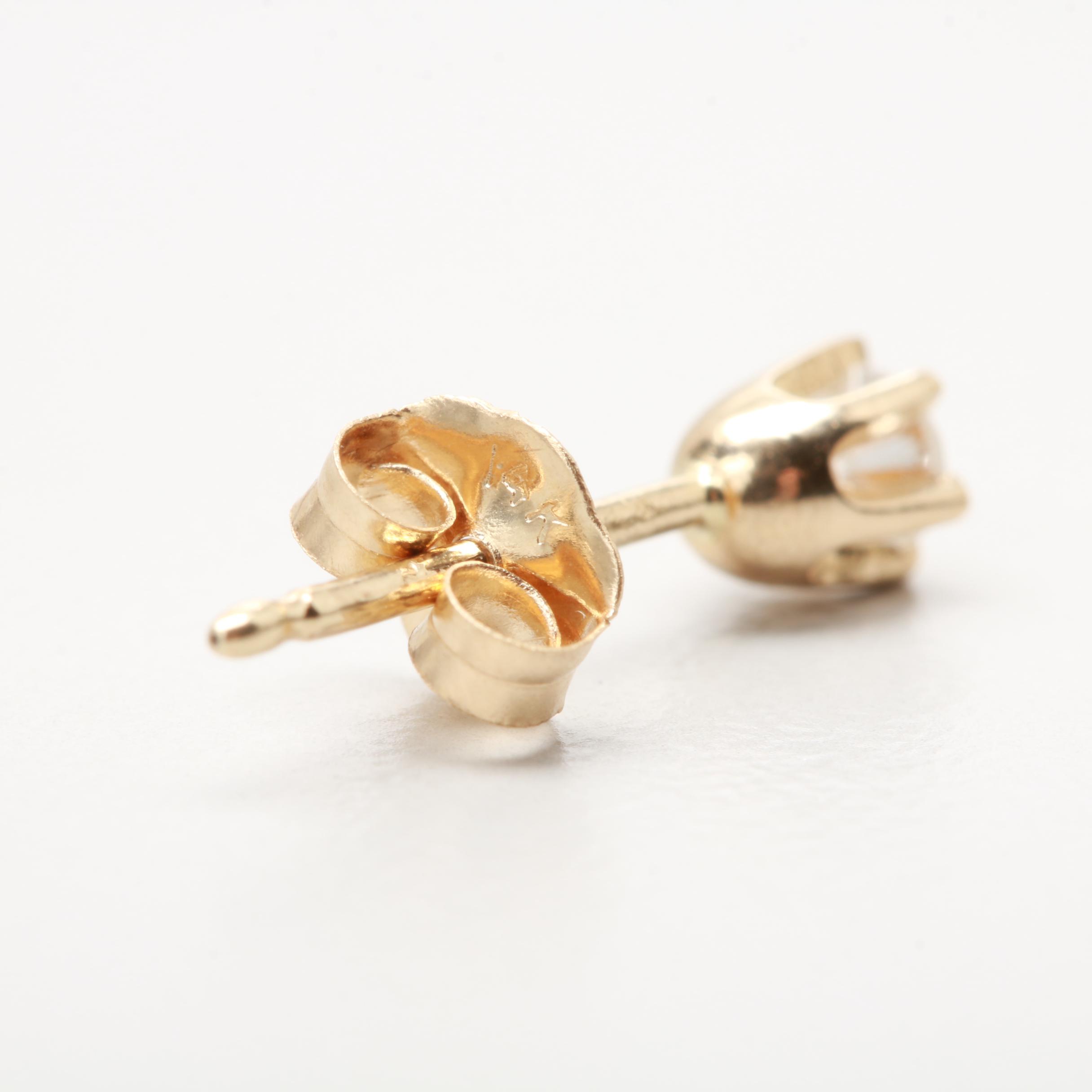 14K Yellow Gold Diamond Stud Earrings
