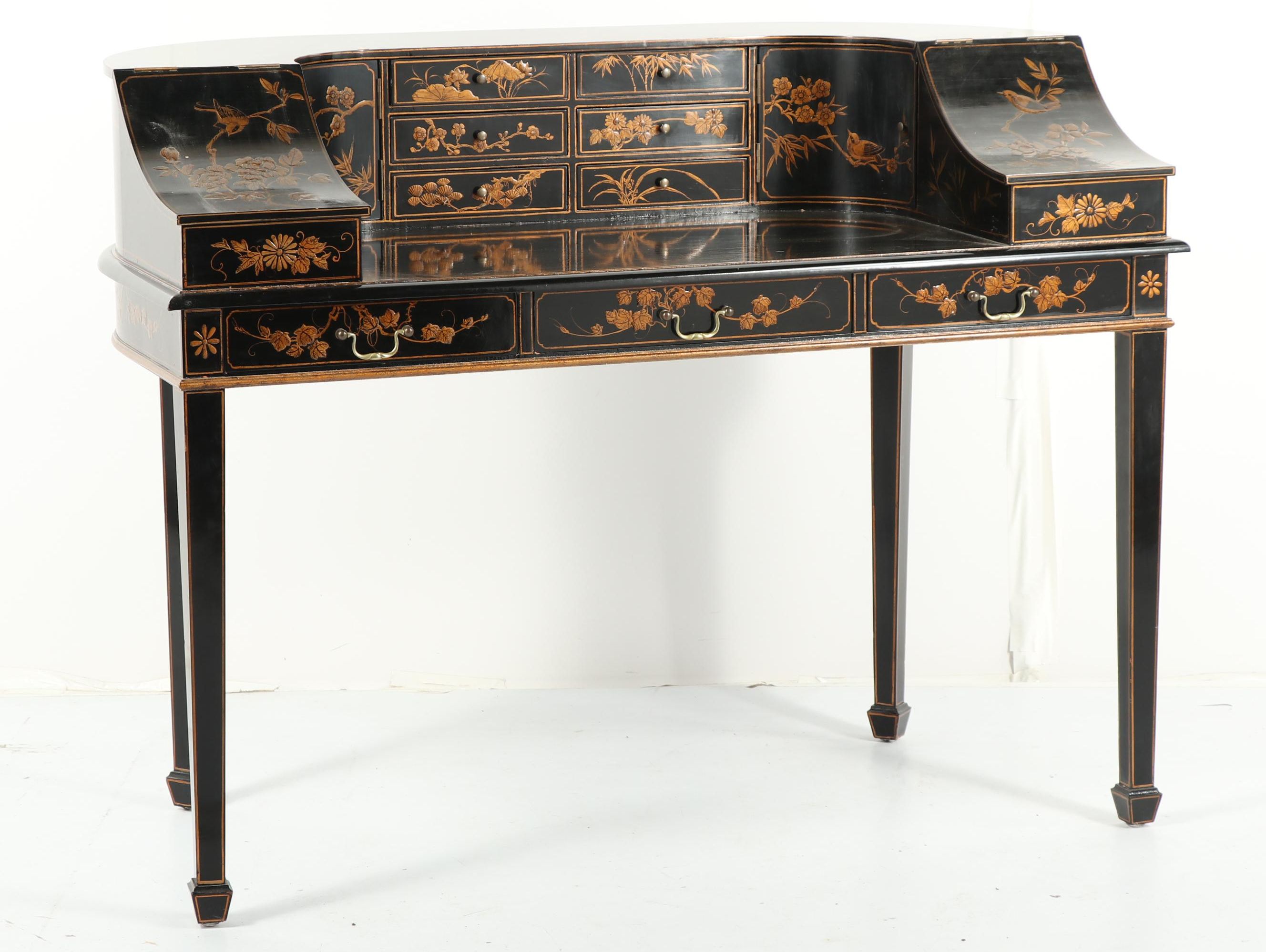 Chinoiserie Lacquered Wooden Carlton House Desk, Late 20th Century