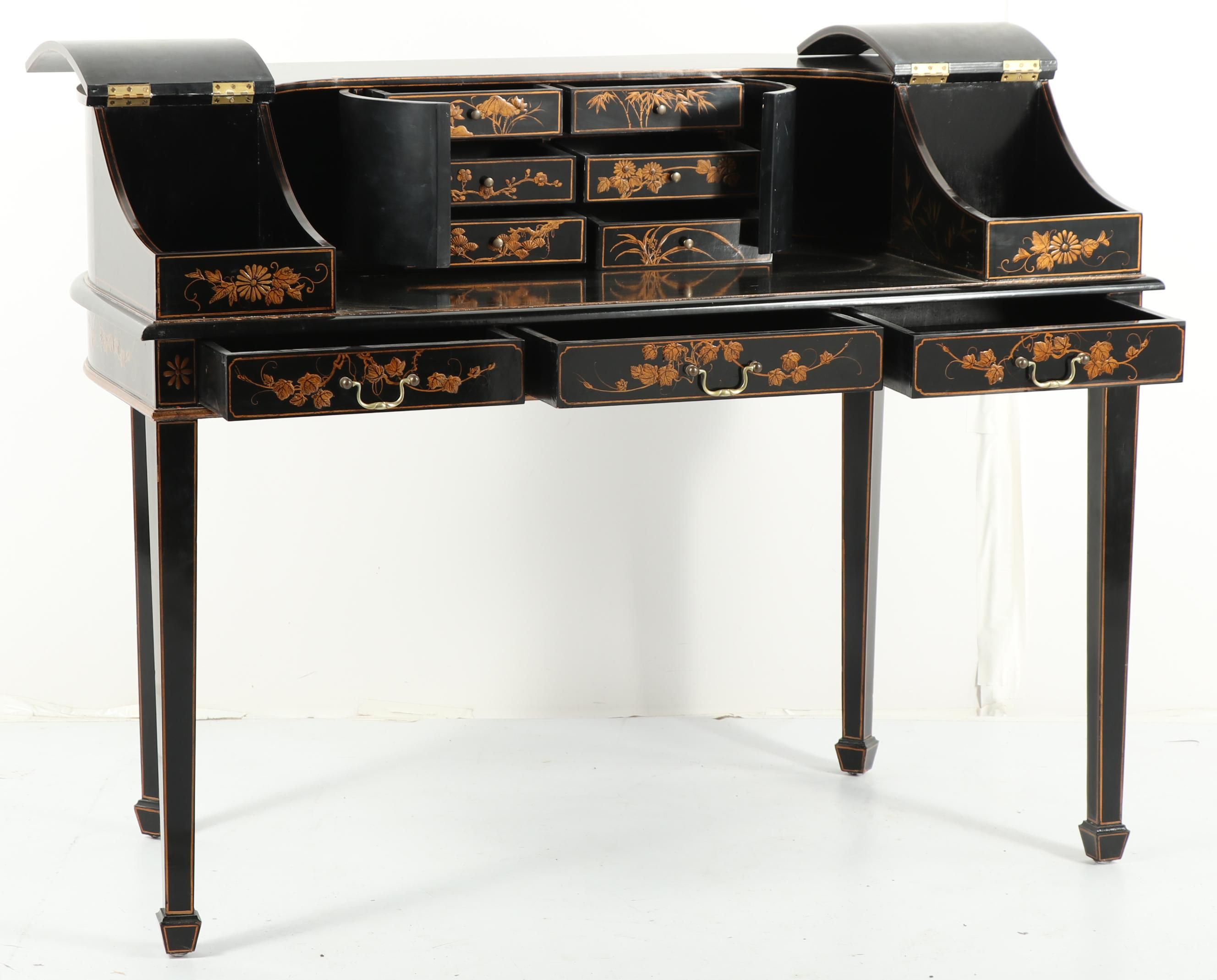 Chinoiserie Lacquered Wooden Carlton House Desk, Late 20th Century