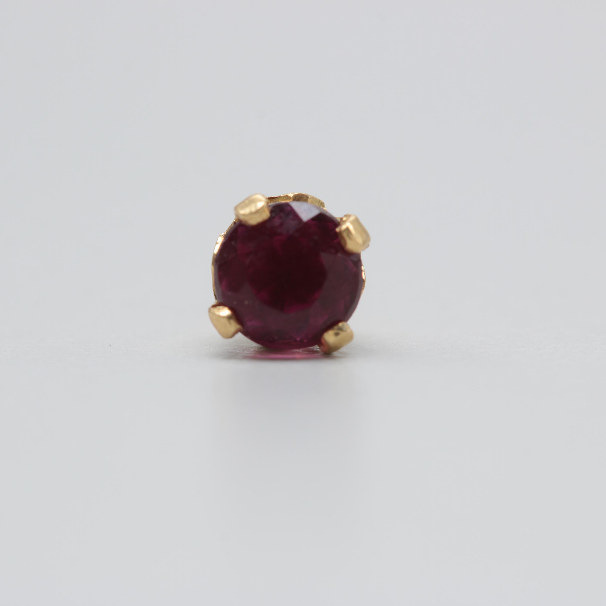 14K and 18K Yellow Gold Earring Assortment with Rubellite