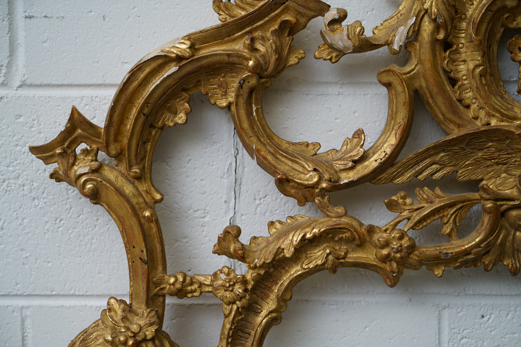 Louis XV Style Carved Giltwood Wall Mount Mirror, Early/Mid-20th Century